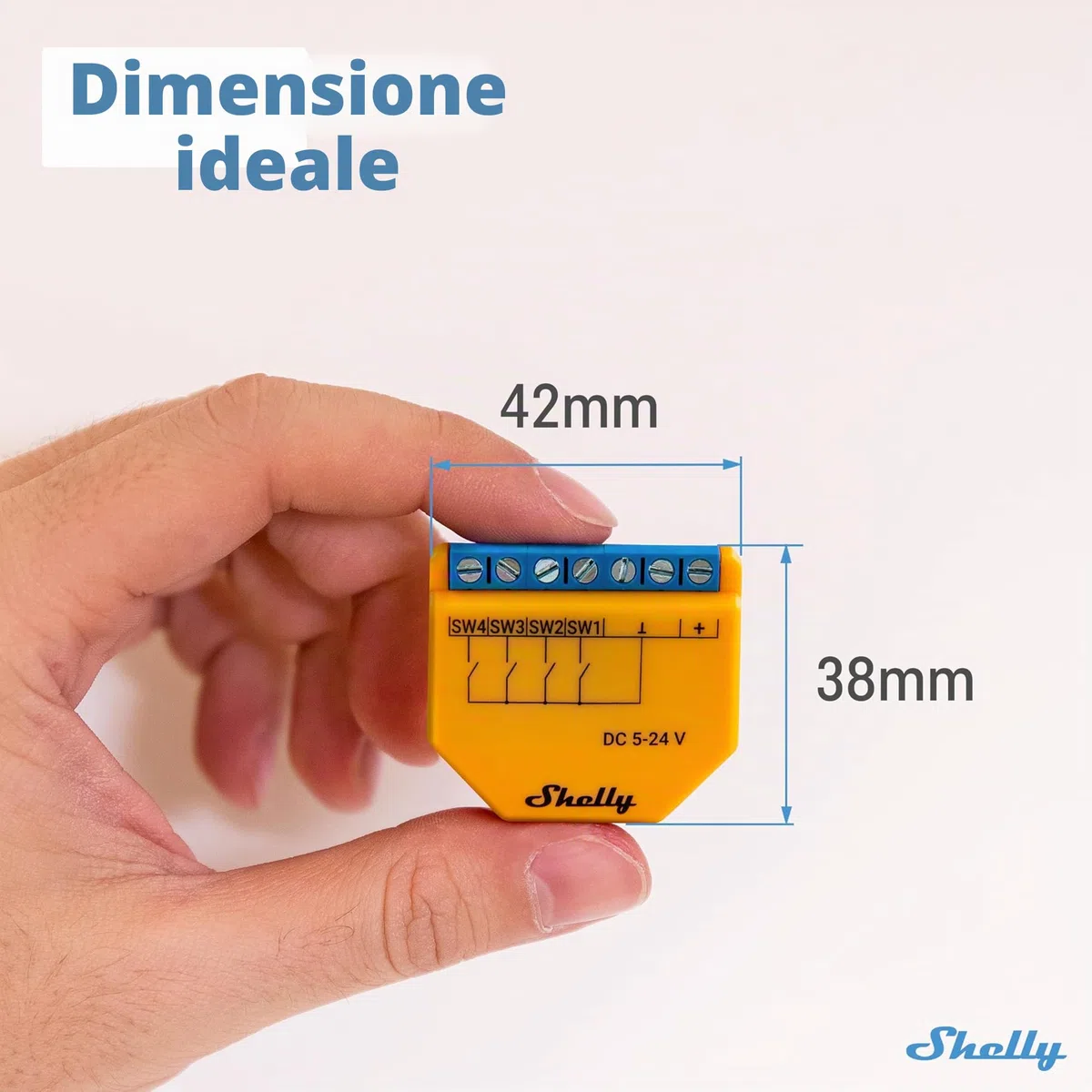 Shelly Plus i4 DC, Controller Wi-Fi a 4 Ingressi Digitali per Interruttori Intelligenti Shelly, 5-24VDC, Illuminazione, Multiclick, Domotica, Alexa & Google, iOS Android, Nessun Hub Richiesto