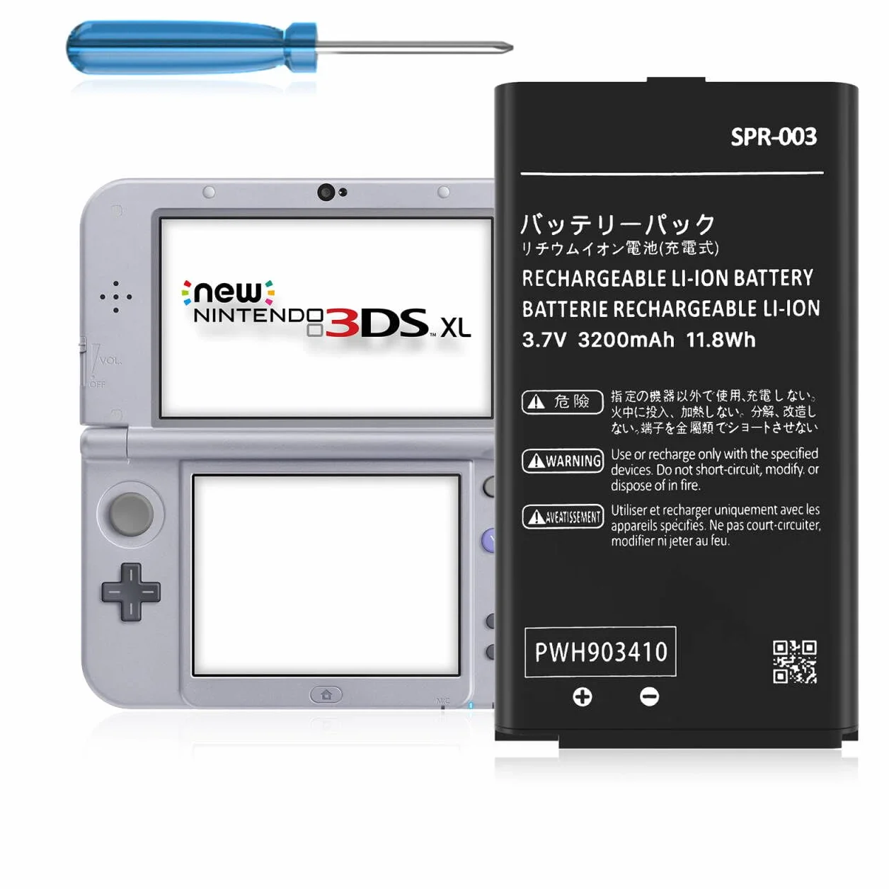 SPR-003 - Batteria di ricambio agli ioni di litio (2024), ultra alta capacità, 3200 mAh, per console 3DS XL 3DS LL SPR-003 e New 3DS XL RED-001