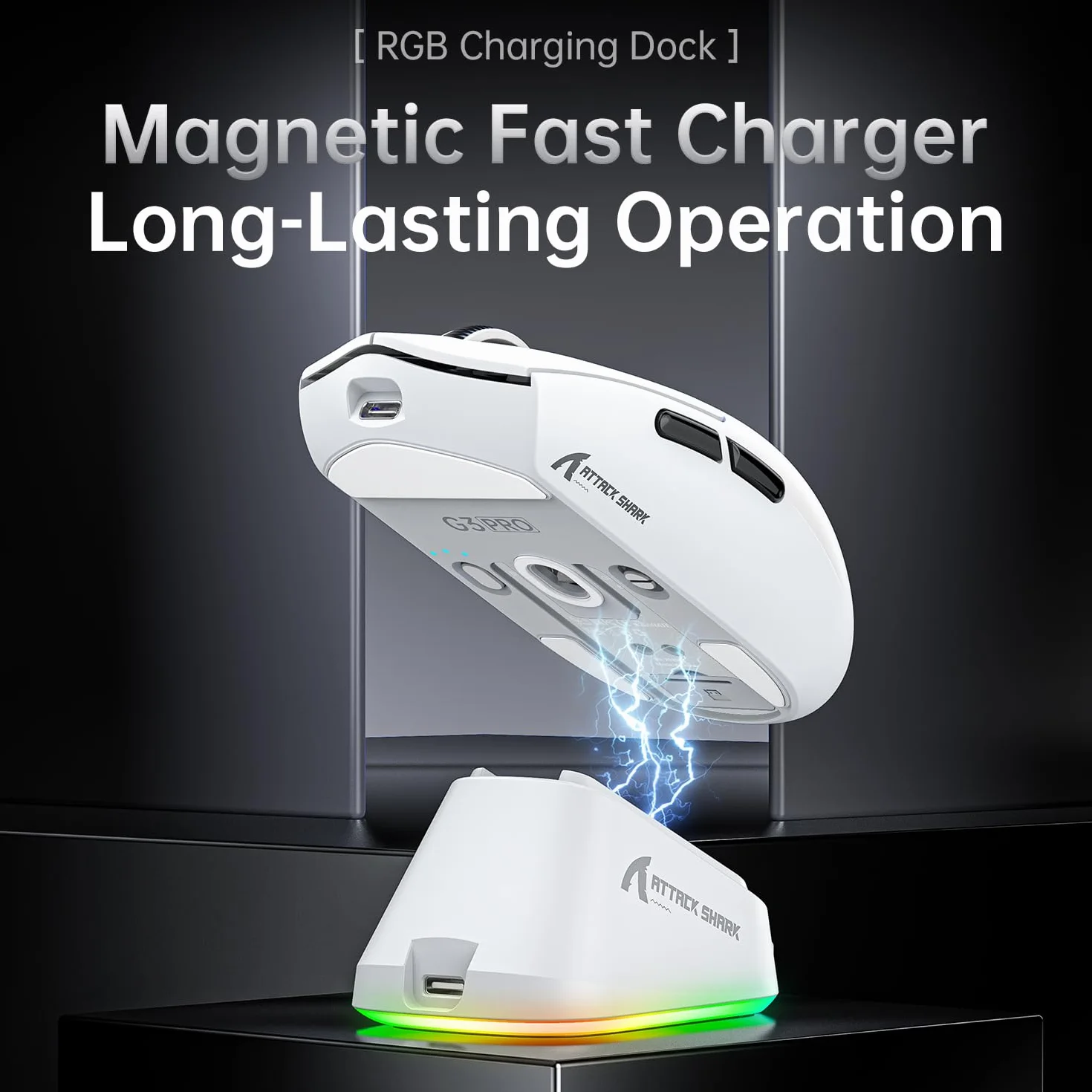ATTACK SHARK G3PRO Gaming Mouse with Magnetic Charging Dock, PixArt PAW3311 Gaming Sensor, BT/2.4G Wireless/Wired Gaming Mouse, 25000 DPI, Gamer Mice for Win11/Xbox/PS/Mac (Black)