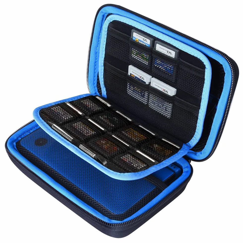 AUSTOR Custodia per 3DS XL Nuovo, 3DS, Nero / Blu