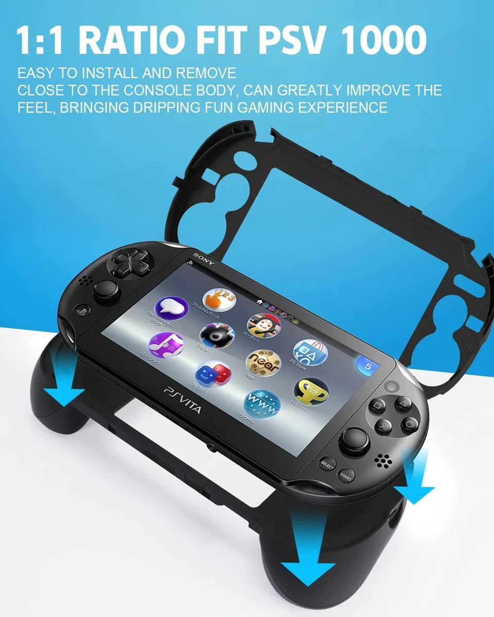 L2 R2 Trigger Hand Grip Shell Controller Custodia Protettiva per Sony Playstation PS Vita 1000 (Nero)