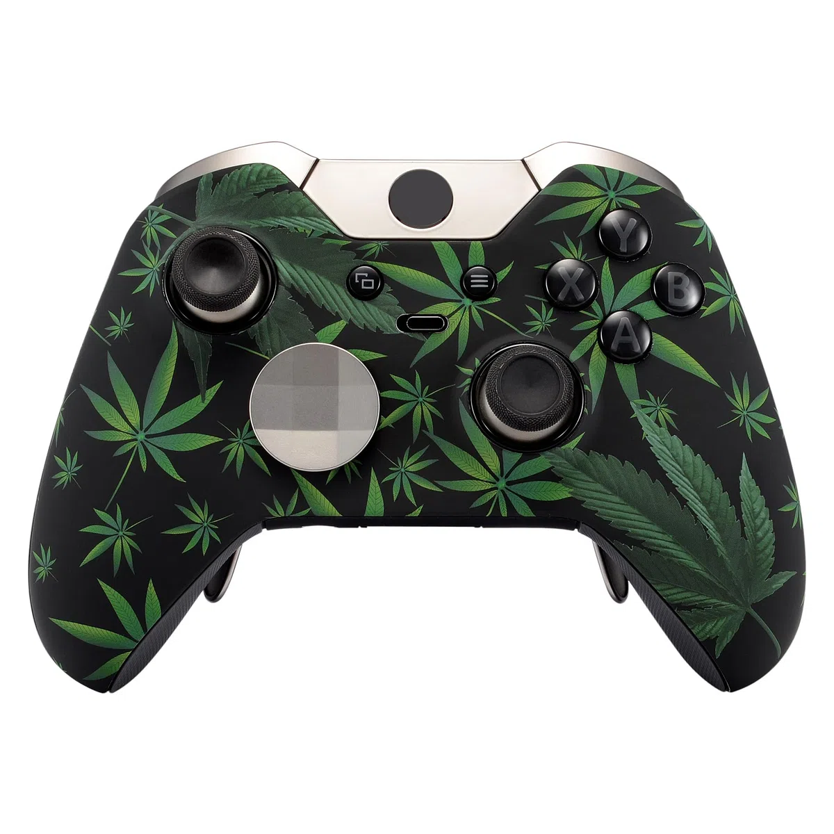 eXtremeRate Cover Custodia Anteriore Case Copertura Frontale Pezzo di Ricambio per Xbox One Elite Controller Model 1698 con 2 Anelli d'Accento(Erbe Verdi)