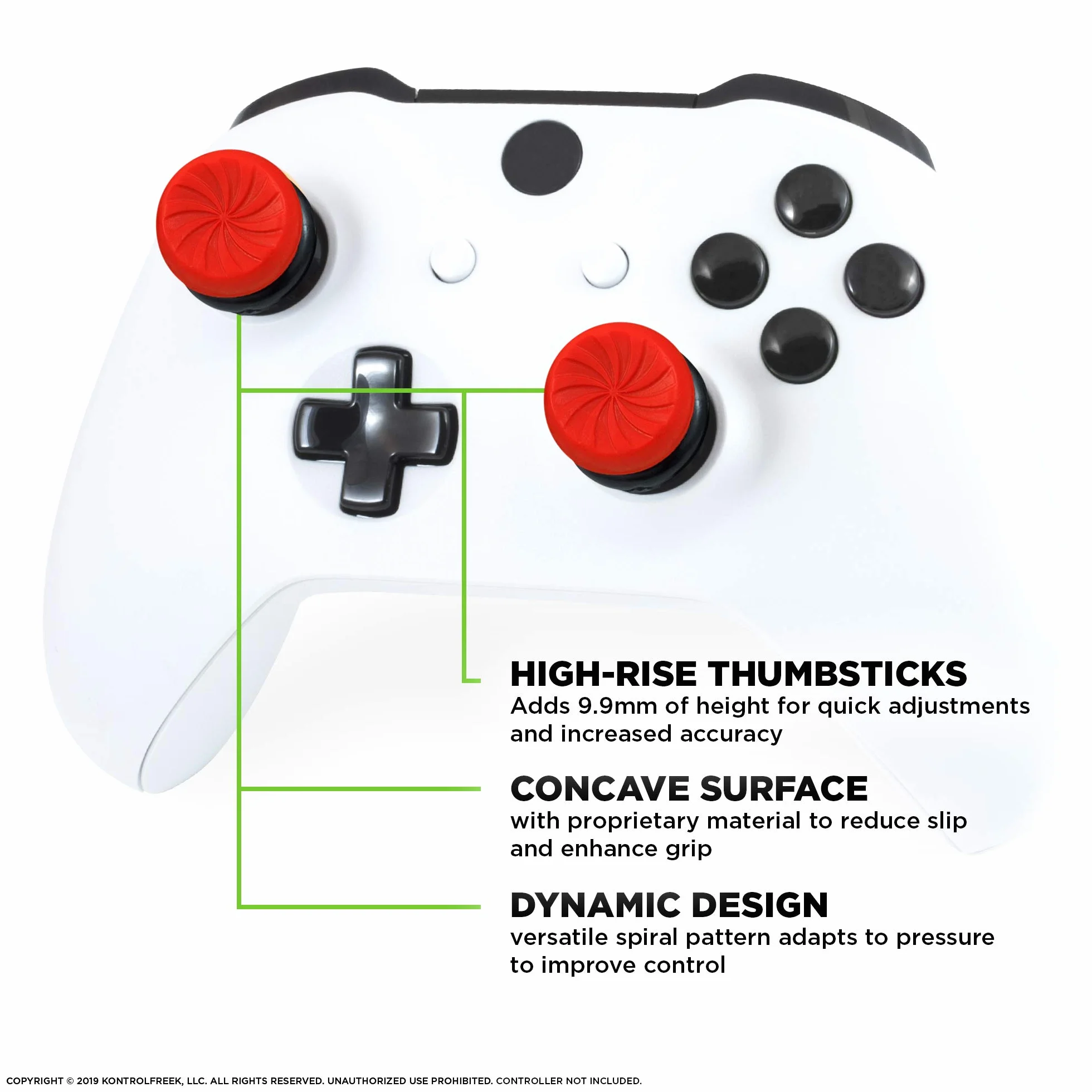 KontrolFreek FPS Freek Inferno per Xbox One e Xbox Series X Controller | Levette Performance | 2 alte Concave | Rosso