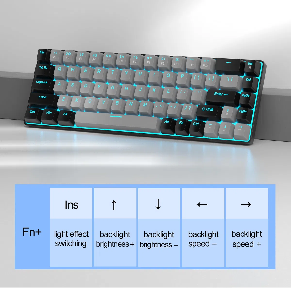 MageGee Tastiera Meccanica Gaming | MK-Box Tastiera Gaming 60% Meccanica | USB, Anti-ghosting, Tastiera Retroilluminata LED RGB (Nera) (Grigia)