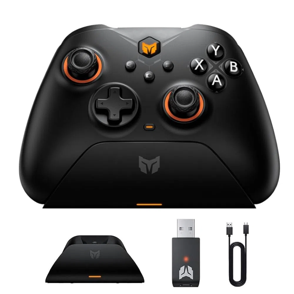 BIGBIG WON Gale PC wireless Controllers Motion Aiming, Hall Trigger, 4 pulsanti personalizzati, App Control Game Controller per PC/Switch/iOS/Android Con dock di ricarica (Nero)