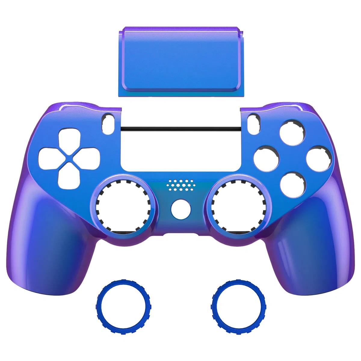 eXtremeRate Cover Custodia Touchpad Compatibile con ps4 PRO Slim Controller,Ghost Copertura Frontale Case Scocca Touchpad Compatibile con ps4 Joystick JDM-040/050/055-Camaleonte Viola Blu