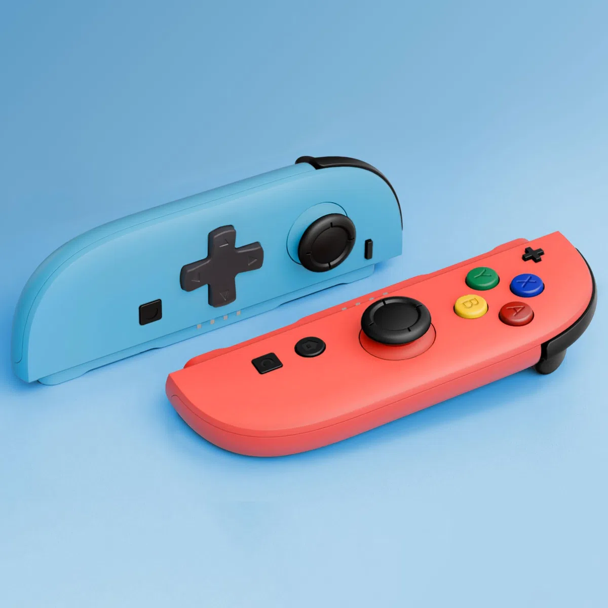 eXtremeRate Cover Accessori per Nintendo Switch 2, Custodia Tasti ABXY Dpad Ricambio Kit per Switch 2 Joycon, Senza Joycon e Console(Dpad Versione), Blu&Arancione