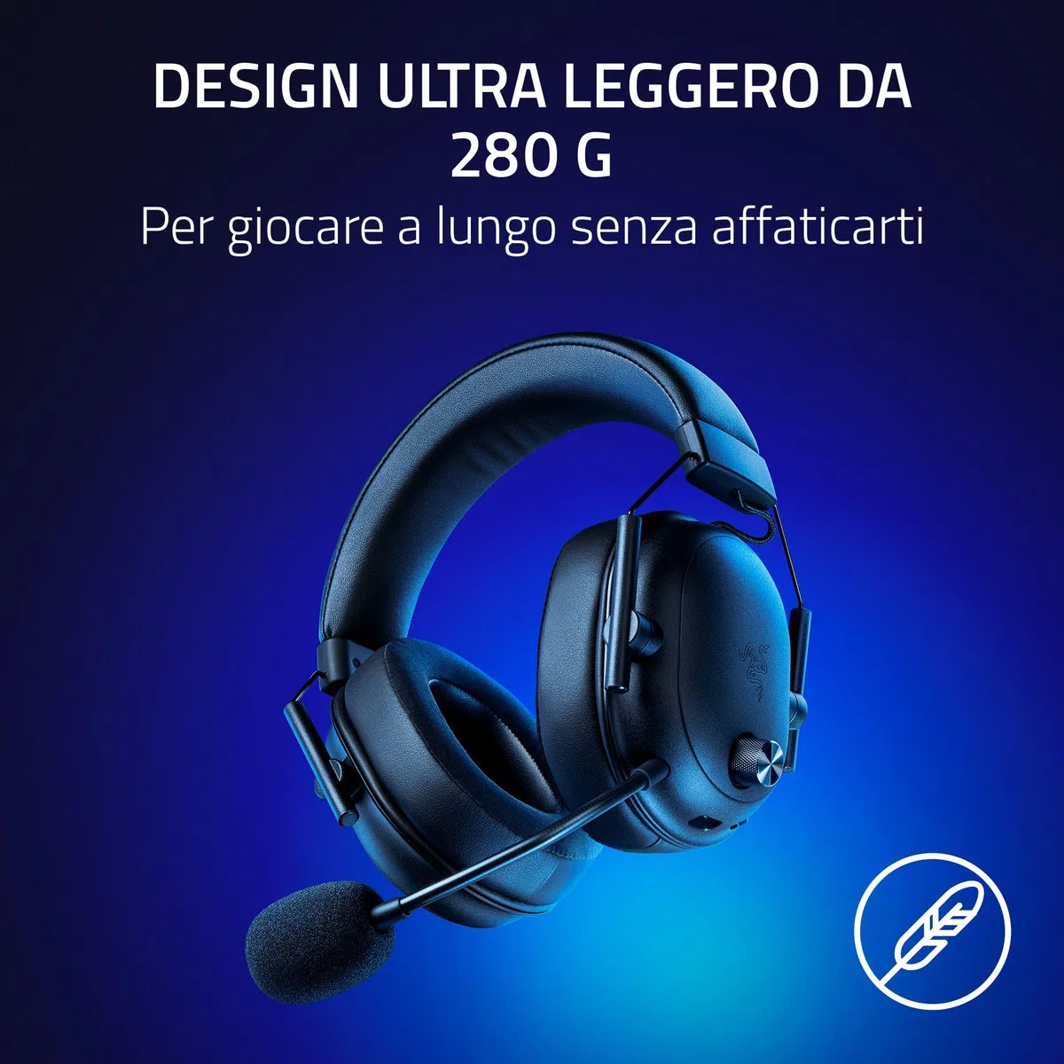 Razer Blackshark V2 Hyperspeed per PC - Cuffie da gioco e-sport senza fili ultra leggere 280g (Microfono a banda larga, Diaframma TriForce da 50mm, schiuma di isolamento acustico, 70 ore) Bianco
