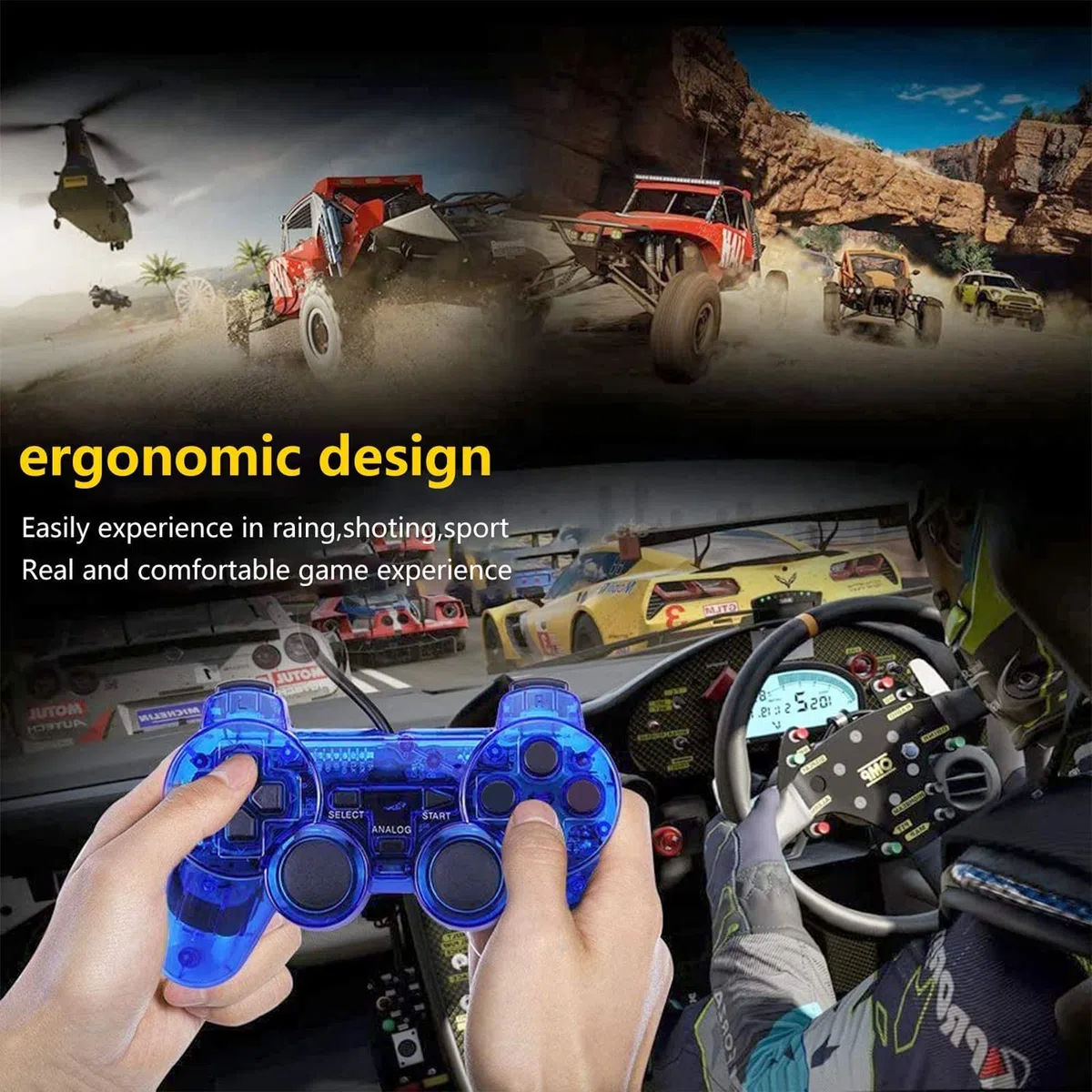 Hovlian 2 Pack PS2 Wired Controller,Double Shock Gamepad Compatible with PS2 Controller (Black 2 PACK)