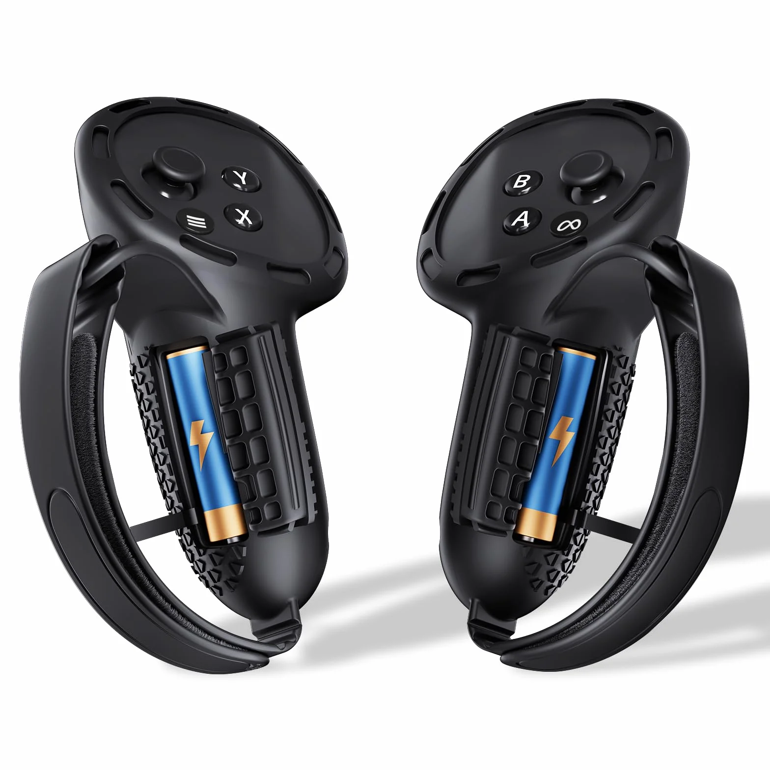 SUPERUS Aggiornate Coperture per Impugnature Controller per Meta Quest 3S/Quest 3 Accessori, Costruzione Interamente in Silicone, con Protezione di Apertura della Batteria e Cinturino alla Caviglia