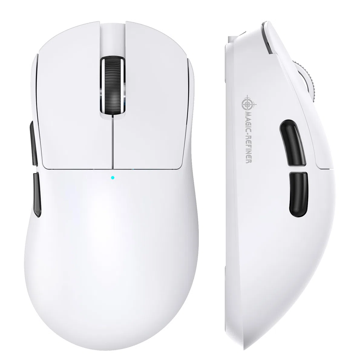 MAGIC-REFINER X2 Mouse Gaming Wireless, 24000 DPI, Ergonomico per Destrorsi, BK3633 MCU, PixArt PAW3311, 69g SUPERLIGHT, Batteria da 500 mAh, Bluetooth/2.4G/Cabalto, PC/Mac, Bianco