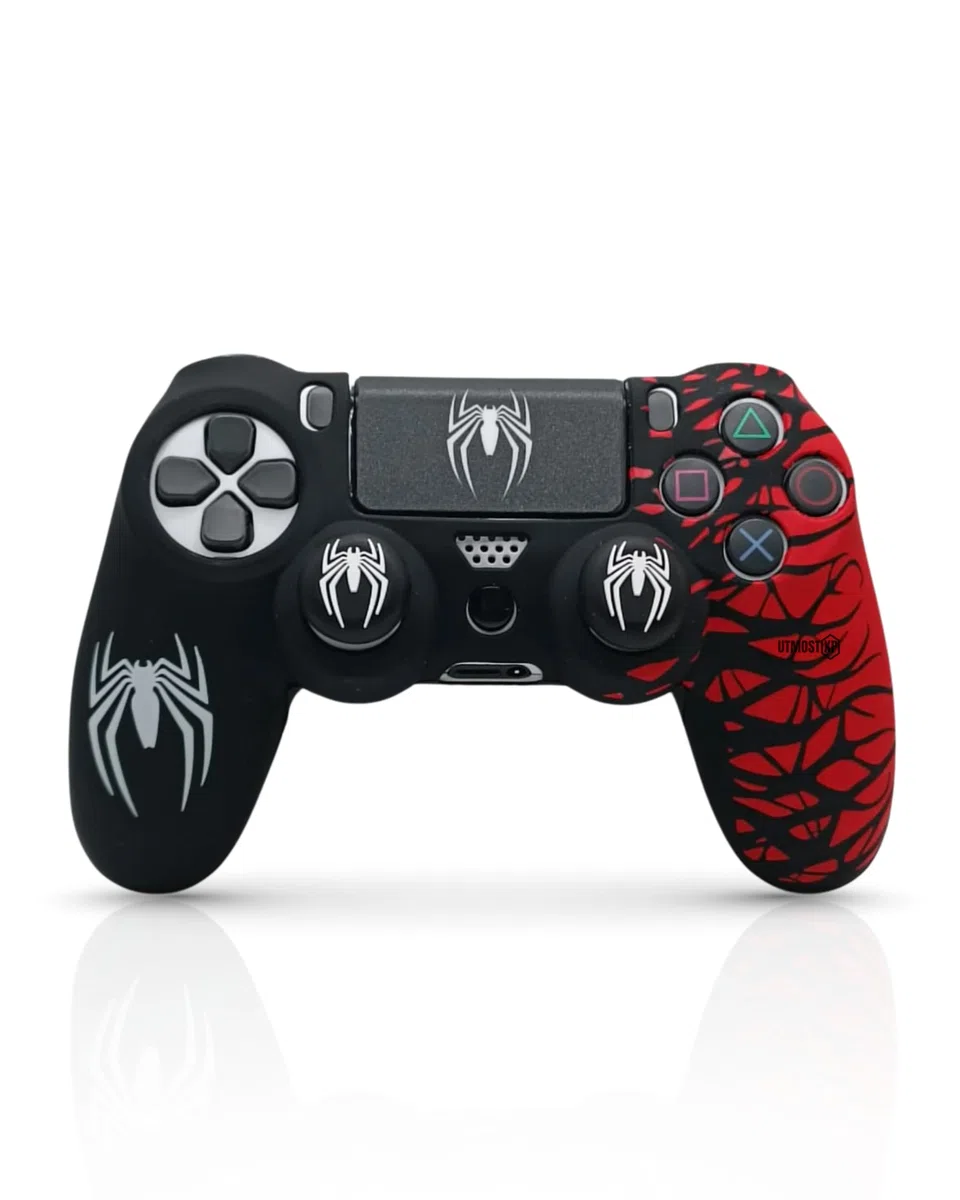 Custodia compatibile per controller PS4, Cover protettiva in silicone morbido antiscivolo per controller PS4, Custodia protettiva compatibile con controller PlayStation 4 (Rosso)