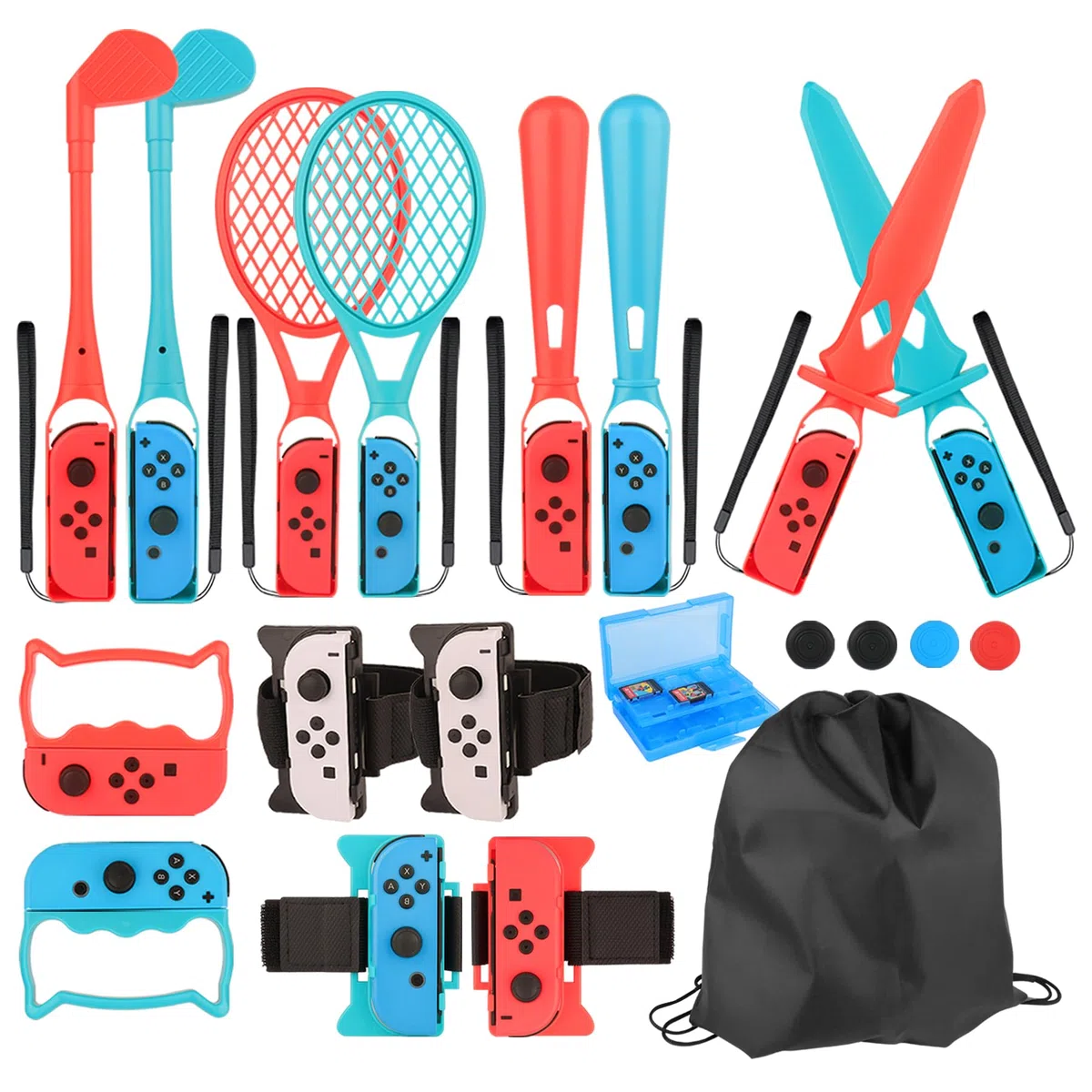 RTop 20 in 1 Kit di Accessori per Nintendo Switch Sports, Controller Joy-Con Grips, Pacchetto di Accessori per la Famiglia Compatibile con Switch/OLED