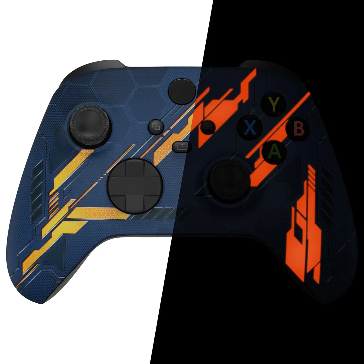 eXtremeRate Custodia Cover per Xbox Series X S Controller,Shell Scocca Copertura Frontale Ricambio per Xbox Series X S Joystick Model 1914-Mecha Illumina nel Buio