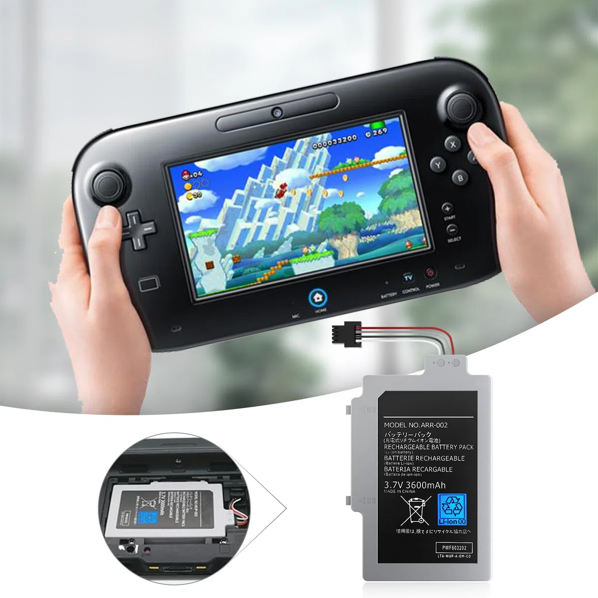 Batteria di ricambio per Wii U Gamepad ad alta capacità per Wii U Gamepad WUP-010 WUP-002 ARR-002 AC1748 AC1612