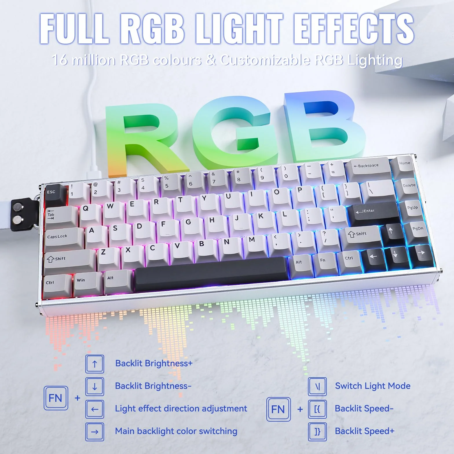 ATTACK SHARK X68MAX HE Tastiera da gioco cablata in alluminio con grilletto rapido e interruttori magnetici,precisione RT di 0,005mm,attuazione regolabile,8KHz,latenza di 0.08ms,RGB