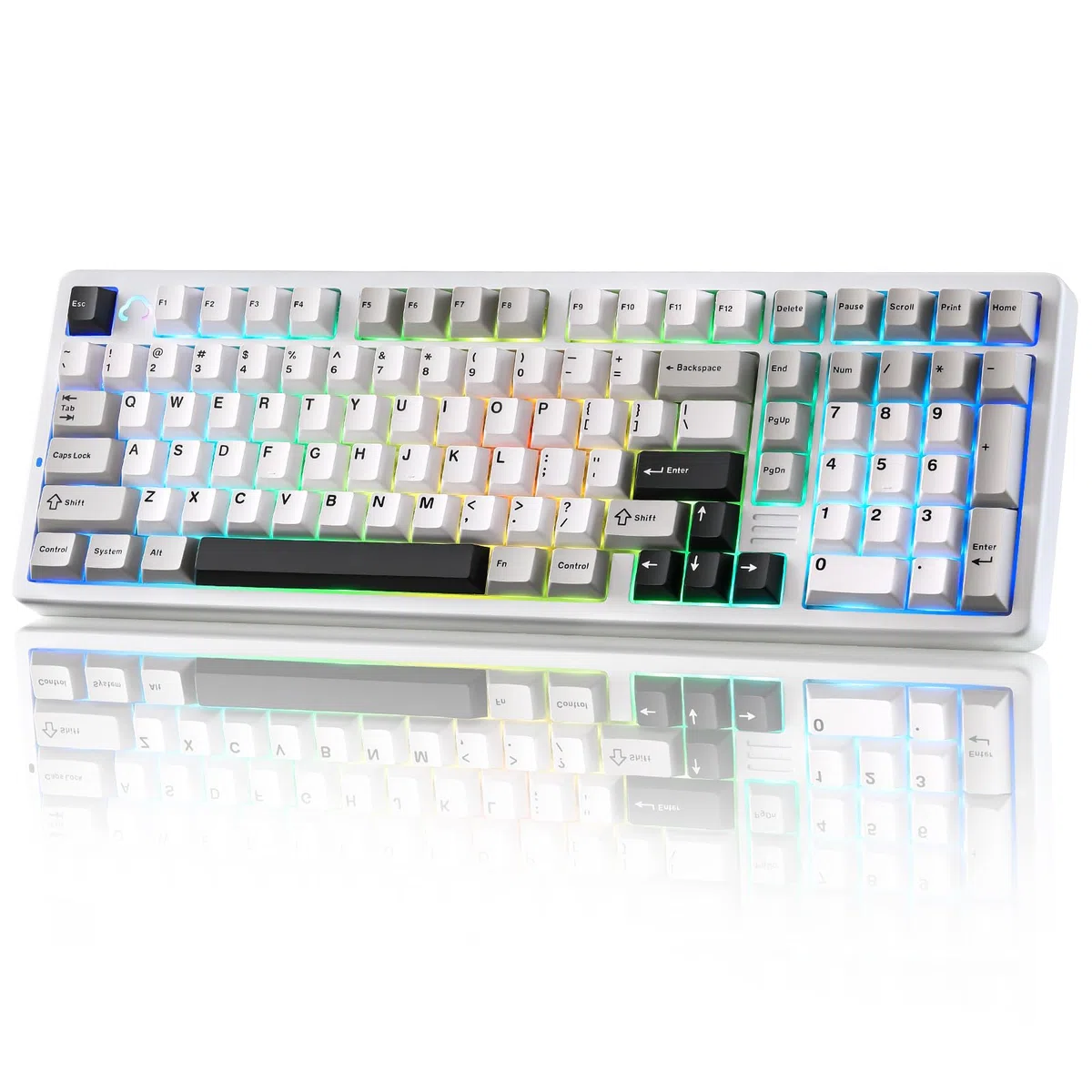 YUNZII AL98 Tastiera Meccanica Gaming Senza Fili, Tastiera Gamer in Alluminio, BT/2.4Ghz/USB-C, RGB, QMK/VIA Programmabile, Hot-Swap Tasti PBT per Win/Mac (Bianco, Milk V2 Linear Switch)