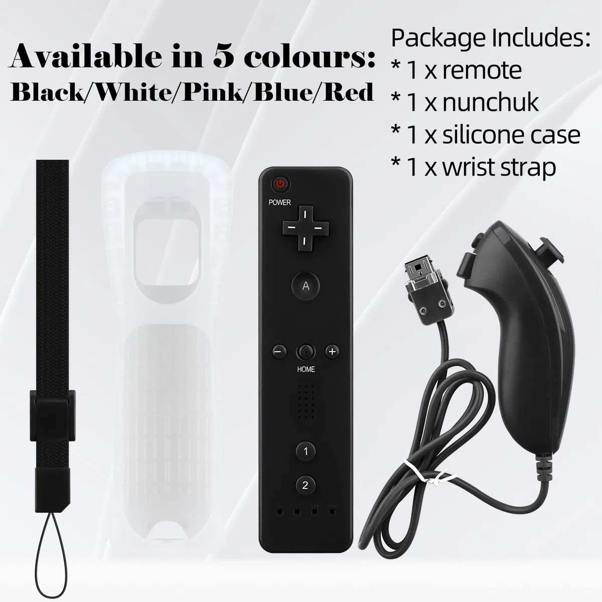 OSTENT Telecomando per sensore di movimento + Wired Nunchuck Combo compatibile per console Nintendo Wii Colore nero