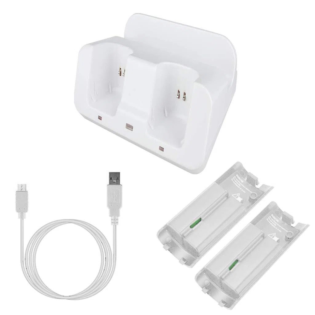 geneic Stazione di ricarica Dock Stand Charger per Wii Remote Controller per Wii U Gamepad con batterie e cavo di ricarica USB