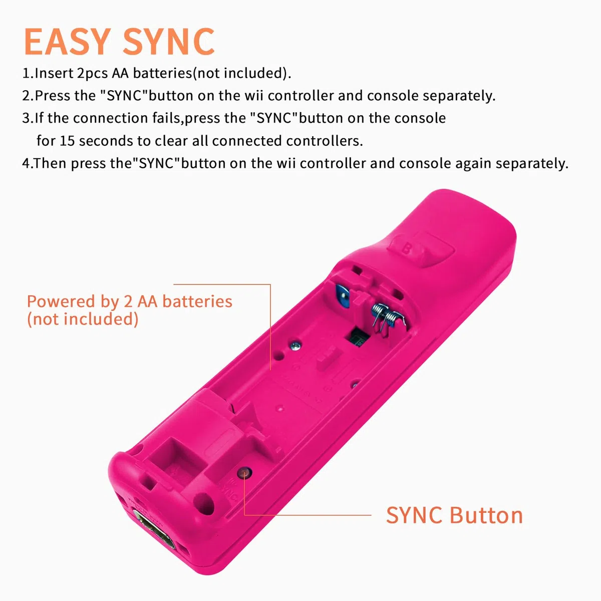 QUMOX Telecomando Wii, 2 in 1 Motion Plus Integrato Remote di Gioco Controller con Custodia in Silicone e Cinturino da Polso per N. Wii e Wii U Rosa