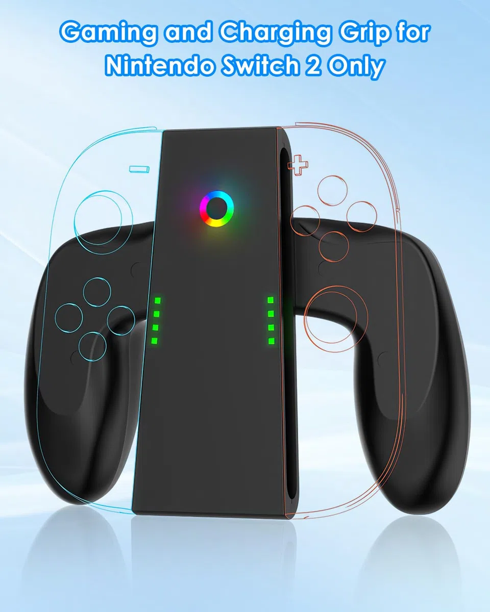 Sehawei Supporto Ricarica per Switch 2 per JoyCon(Carica Durante il Gioco),Caricabatterie Portatile Charging Grip per Joy Con con Indicatori per Switch 2