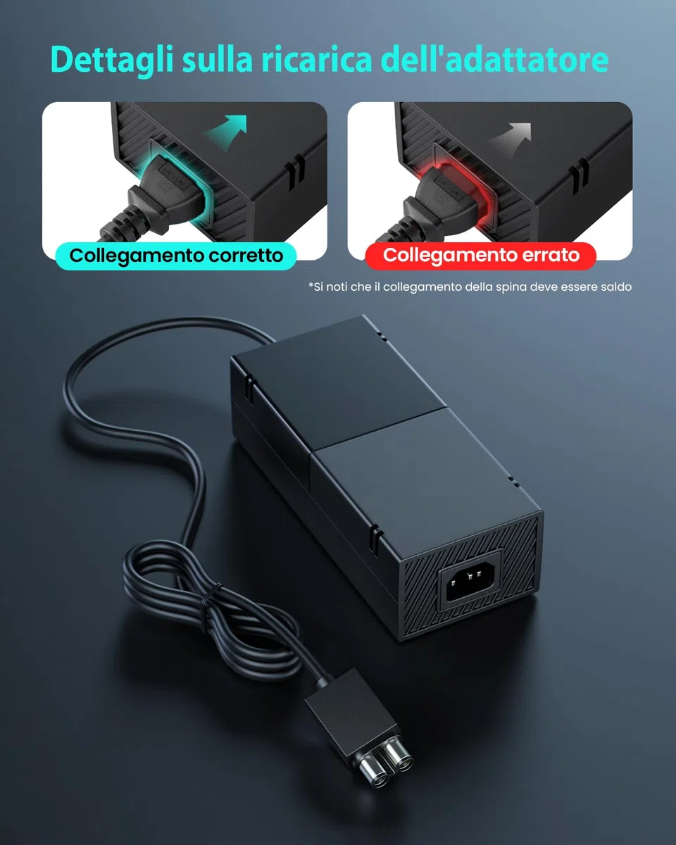 Alimentatore di rete per console Xbox One, adattatore caricatore con cavo di ricarica europeo, kit di ricambio per alimentatori Brick De