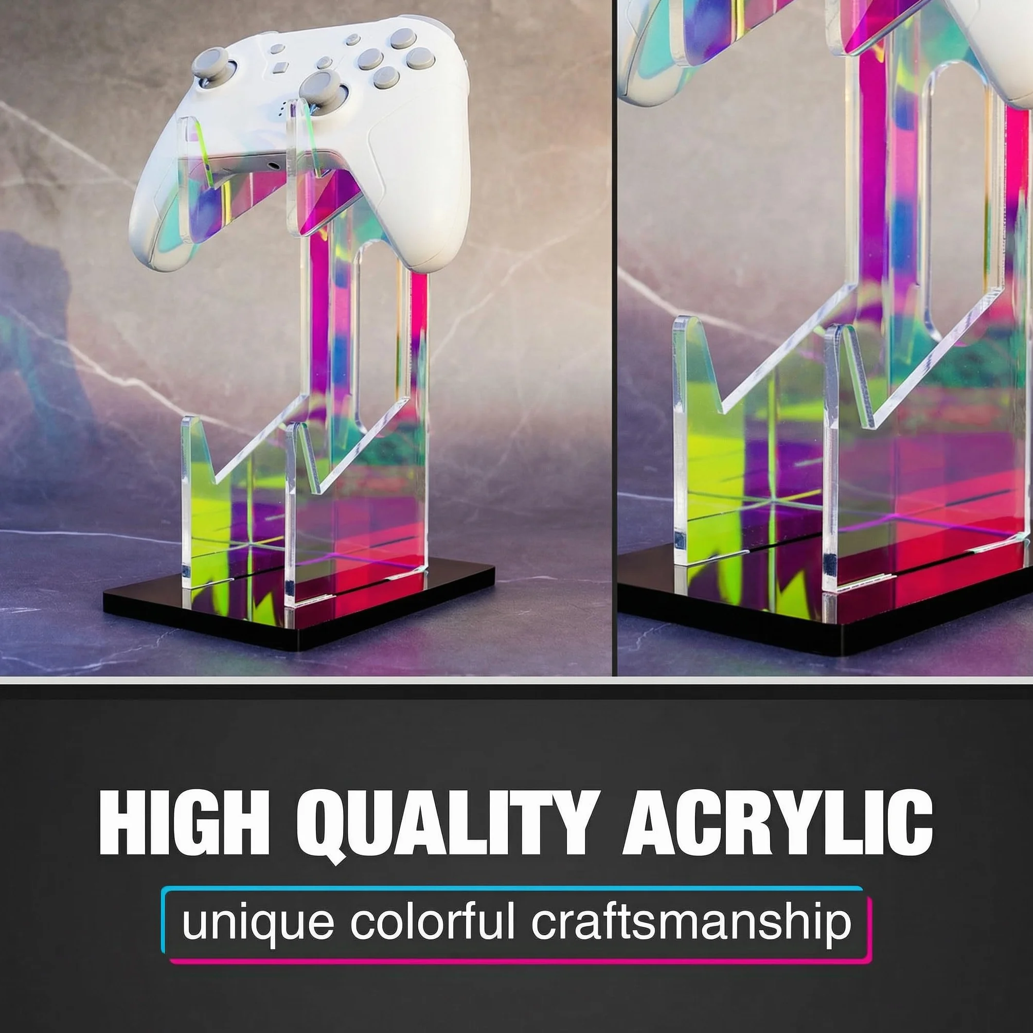 NiHome Supporto universale per controller di gioco a 2 livelli in acrilico iridescente per PS5 Xbox ONE Switch colorato supporto per controller accessori da gioco antiscivolo stabile acrilico