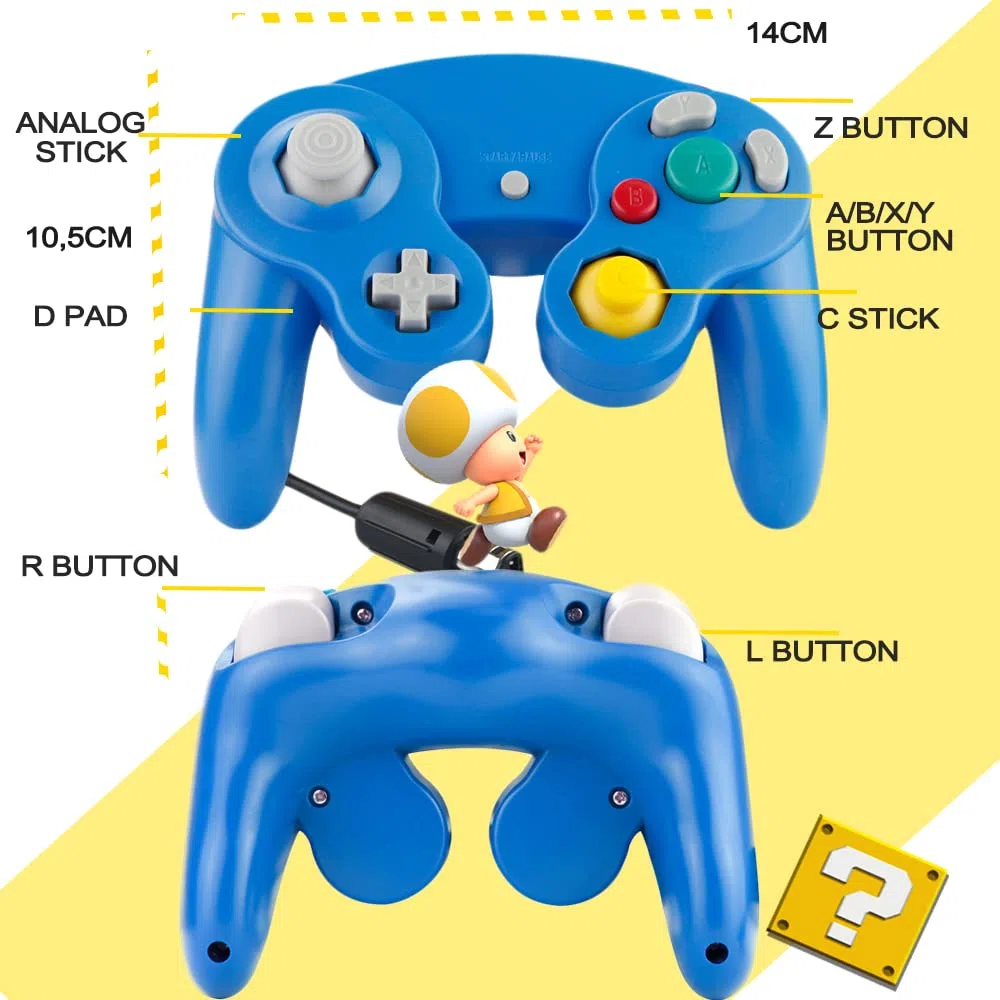 SONVIEE Wired NGC Controller per Game Cube Classic Game Cube NGC Controller Super Smash Bros GC Gamepad per Game Cube GC Mario Party Gamepad Wii U Switch