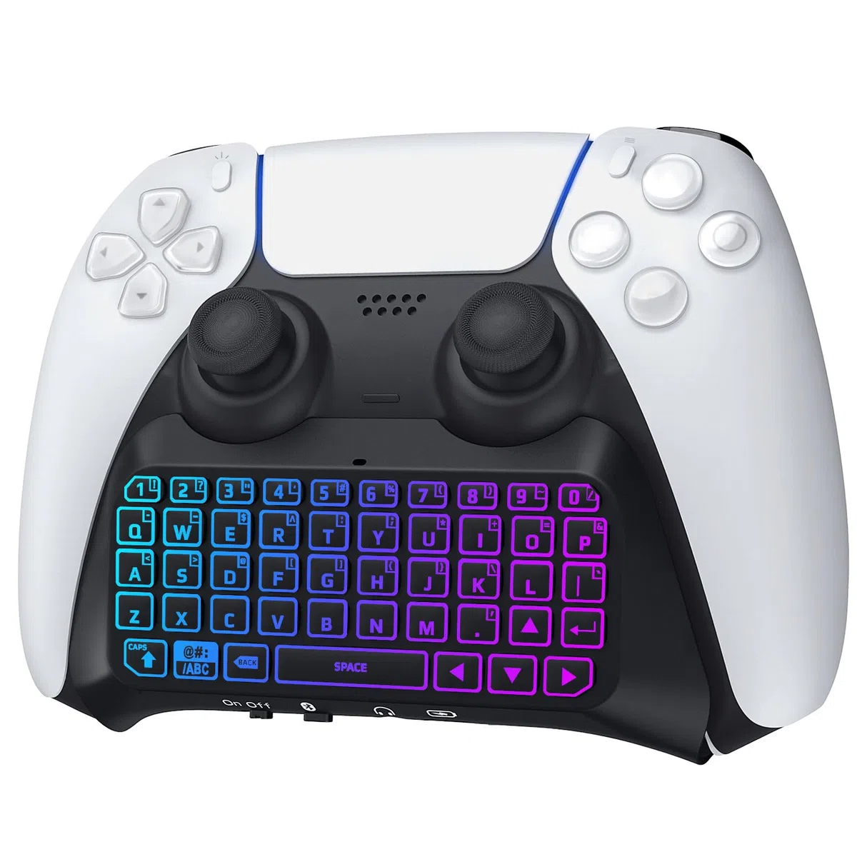 TiMOVO Tastiera retroilluminata RGB multicolore per PS5, tastiera wireless Bluetooth mini PS5 Game Keyboard con altoparlante jack audio, nero