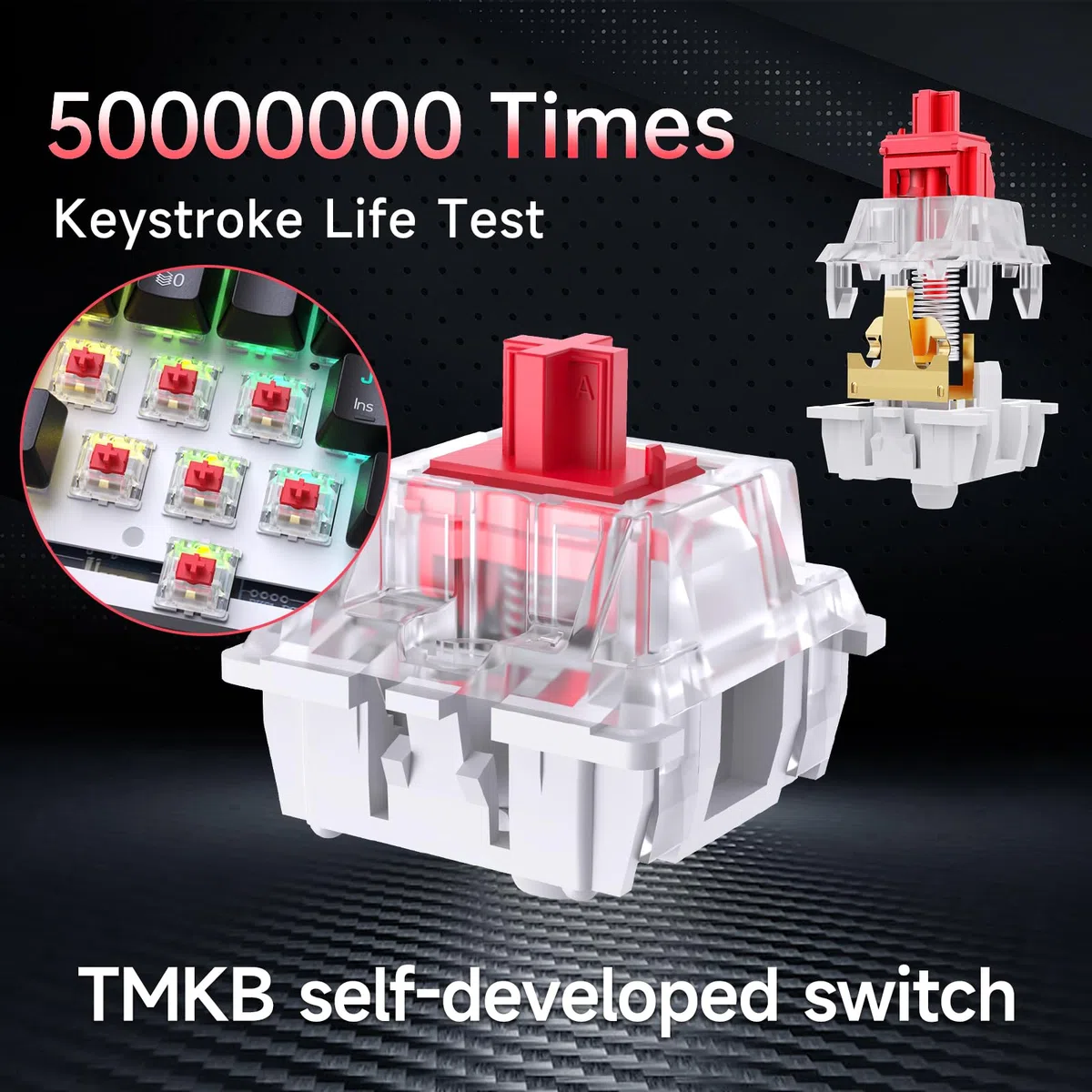 TMKB Technology Mechanical KeyBoard T63 Tastiera Wireless Meccanica Gaming con 2.4Ghz/Bluetooth/Type-C,Retroilluminazione RGB,Double-Shot Keycaps Compatibile con Win/Mac,Nero