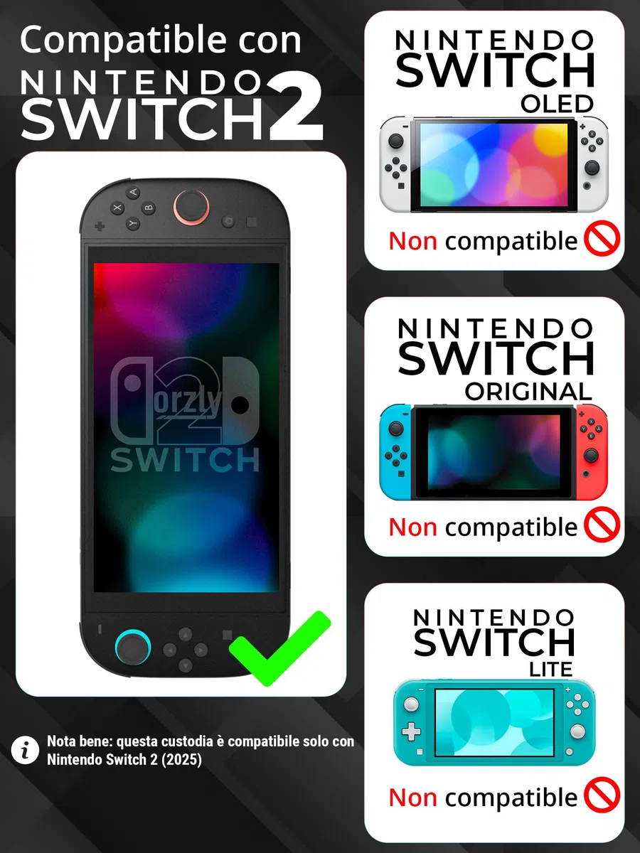 Orzly Custodia per Nintendo Switch 2, custodia protettiva da viaggio con pad per lo schermo, schede di gioco e slot MicroSD con tasche per gli accessori della console
