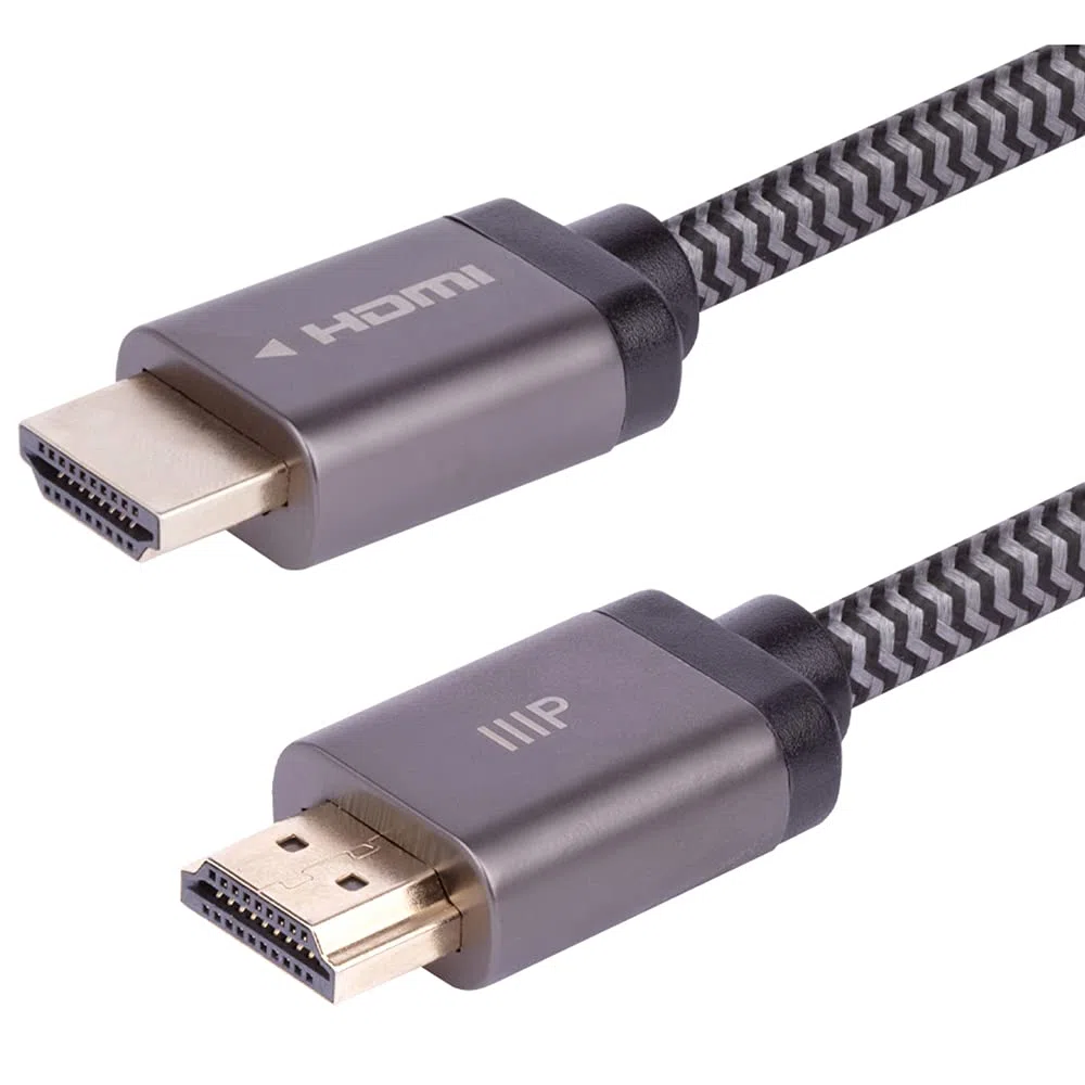 Monoprice Cavo HDMI ad alta velocità certificato 8K, intrecciato, HDMI 2.1, 8K a 60 Hz, 4K a 120 Hz, 48 Gbps, HDR, VRR, classificazione CL2, 4,57 m, nero, confezione da 1