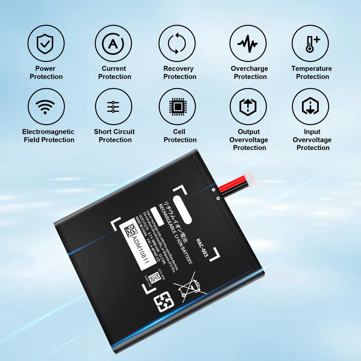 HAC-003 Batteria di Ricambio 6000mAh Compatibile per Nintendo Switch 2017 Console di Gioco HAC-001 Batteria Interna con Cacciavite Kit di Strumenti di Riparazione