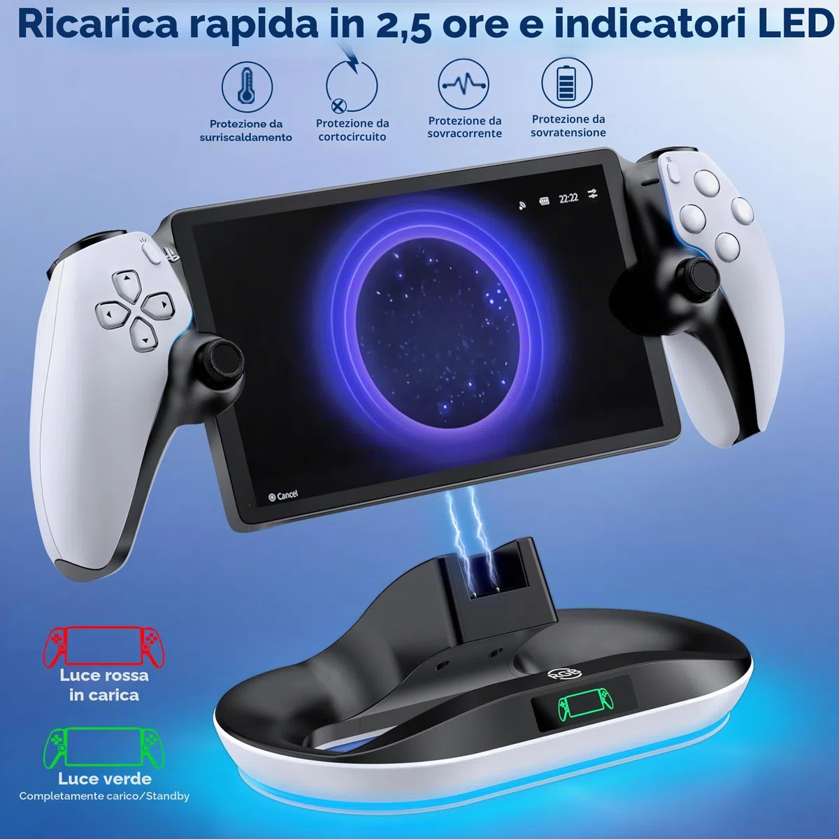 Supporto per PS Portal Caricabatterie Remote Player, Stazione Ricarica PS Portal, Supporto Playstation Portal con Connettore Magnetico, Accessori per Base Ricarica PS Portal