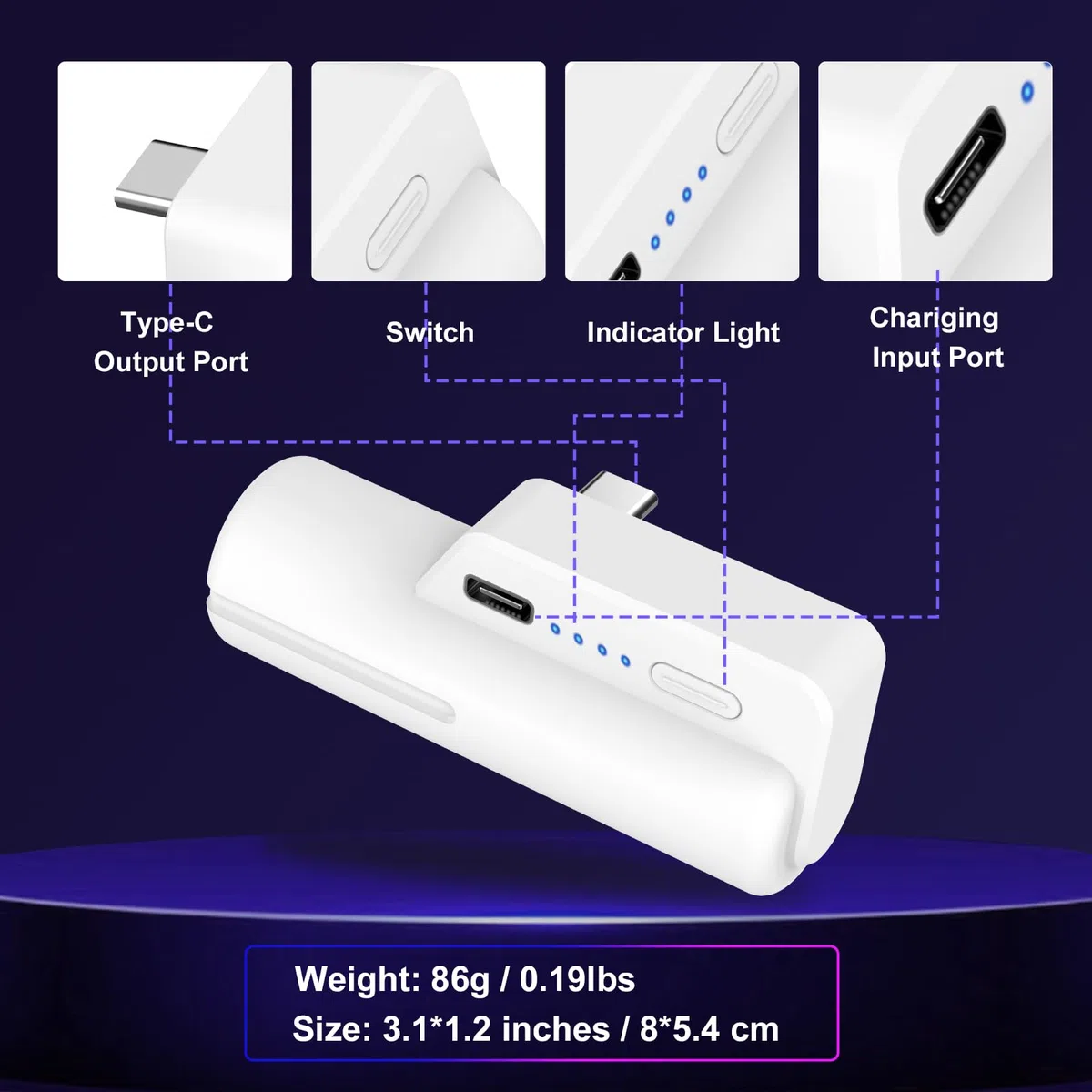 Batteria per Meta Quest 2 5000mAh Power Bank per Oculus Quest 2 Leggero VR Caricabatterie Accessori con 2-4 ore di riproduzione estesa