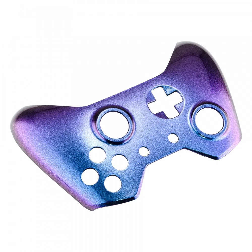 eXtremeRate Cover Custodia Copertura Frontale Guscio Anteriore Scocca Ricambio per Xbox One Standard Controller con/senza Porta per Jack da Cuffie 3,5mm(Camaleonte Viola Blu)