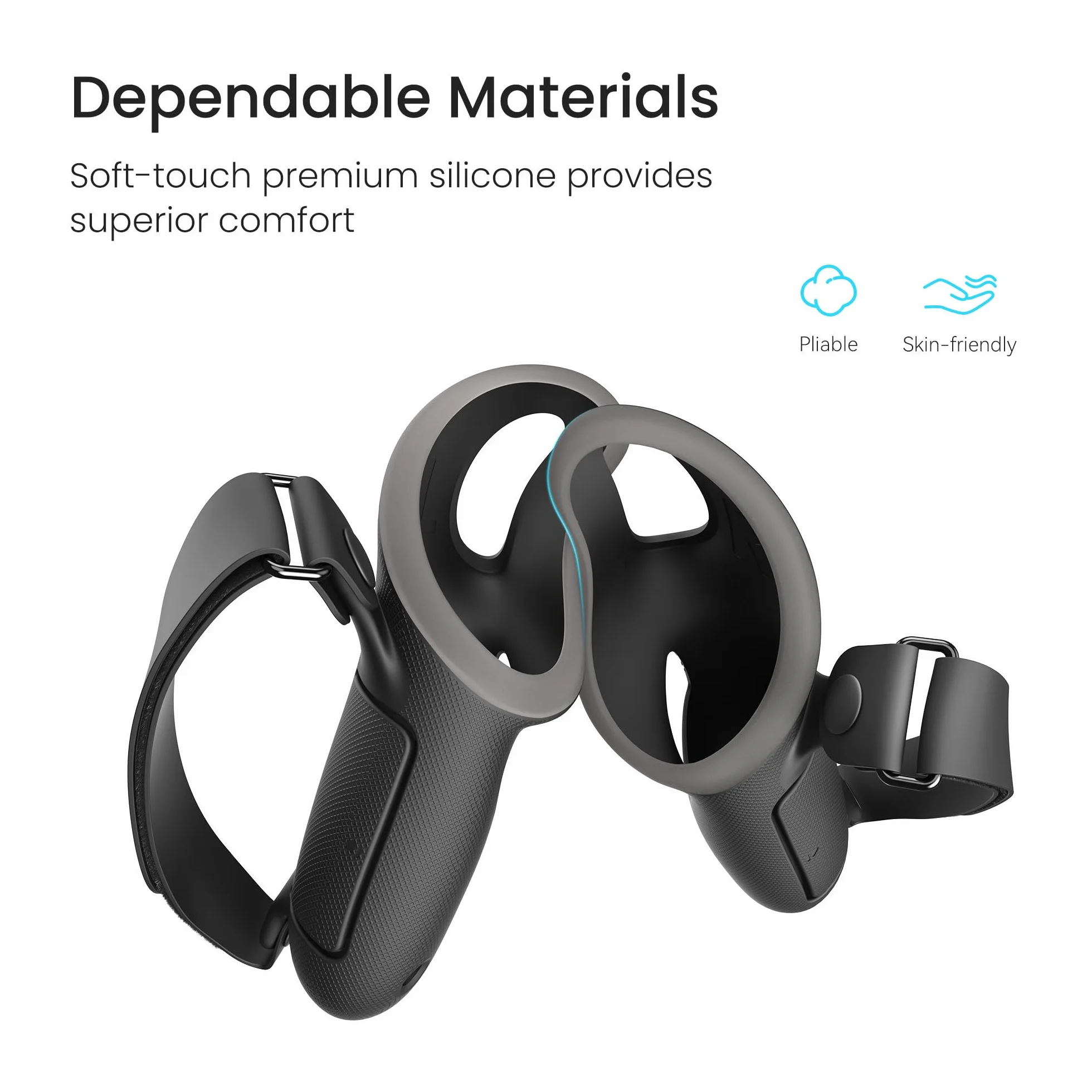 KIWI design Comfort Controller Manopole compatibili con Meta Quest 3S/Quest 3 accessori, cinghia a mano con apertura della batteria