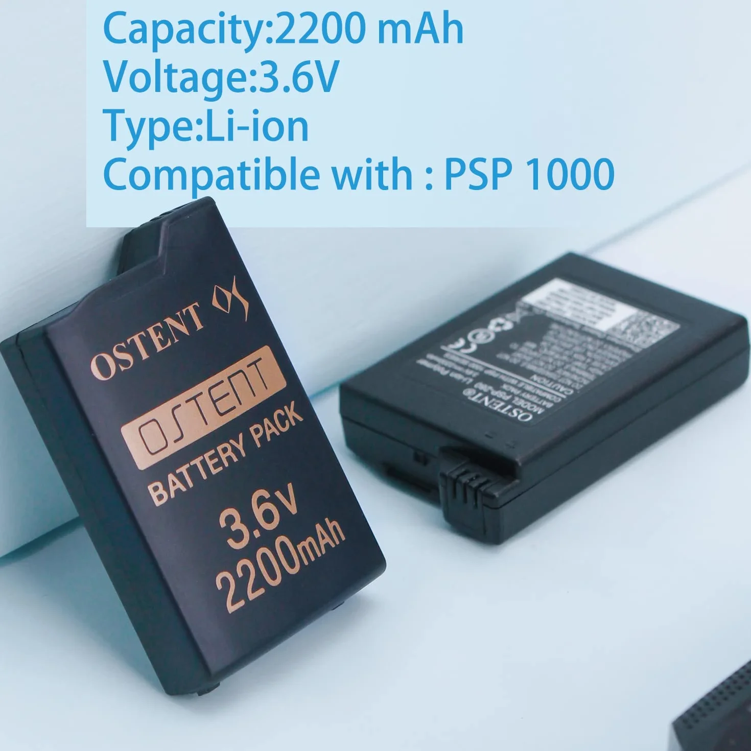 OSTENT 2200mAh 3.6V Batteria Ricaricabile agli Ioni di Litio ai Polimeri di Litio Sostituzione Versione Aggiornata per Sony PSP 1000 PSP-280 Console Videogiochi