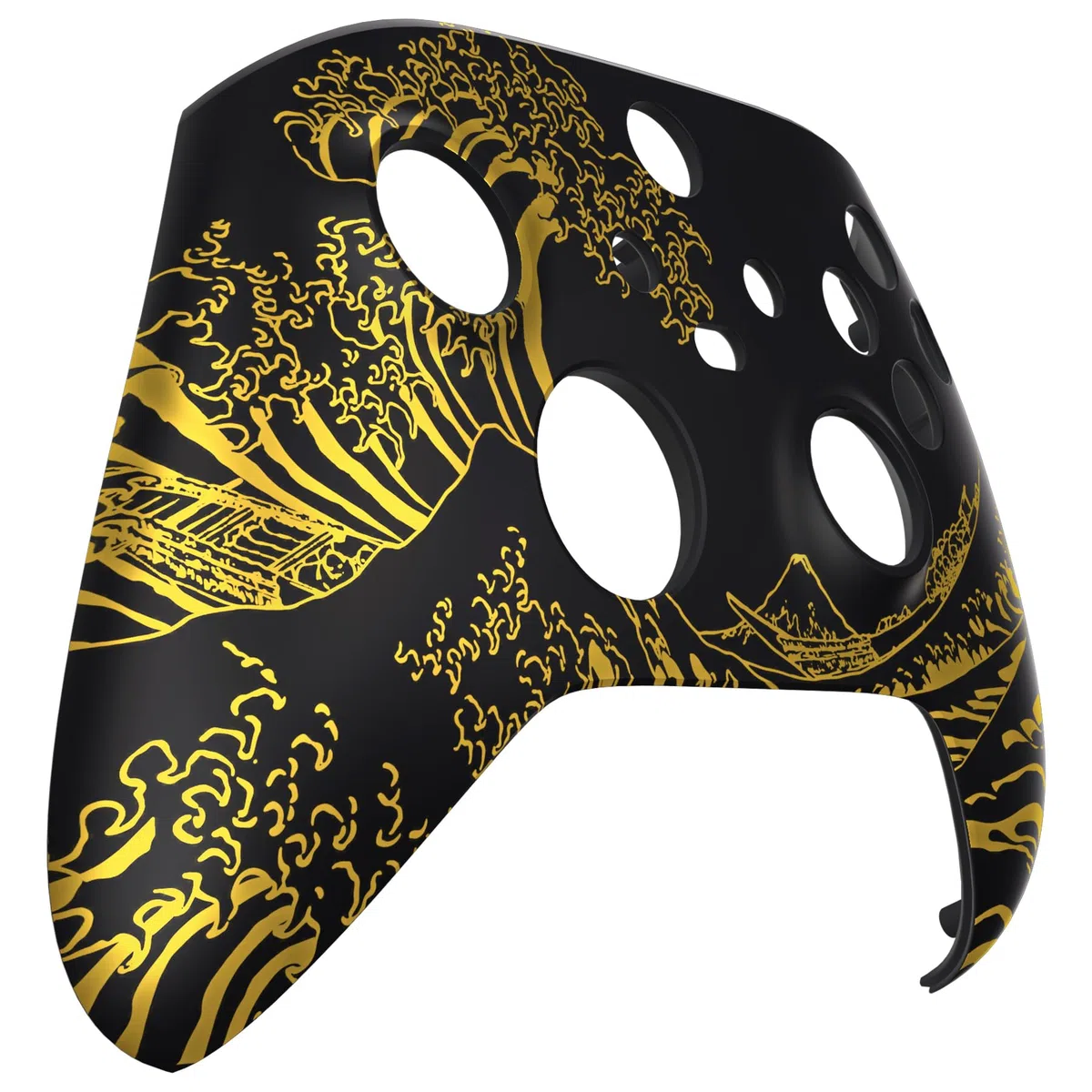 eXtremeRate Cover Frontale per Xbox Series X S Controller Model 1914,Scocca Custodia Copertura Ricambio per Xbox Series X S Joystick,Senza Controller-Grande Onda d'oro Nera