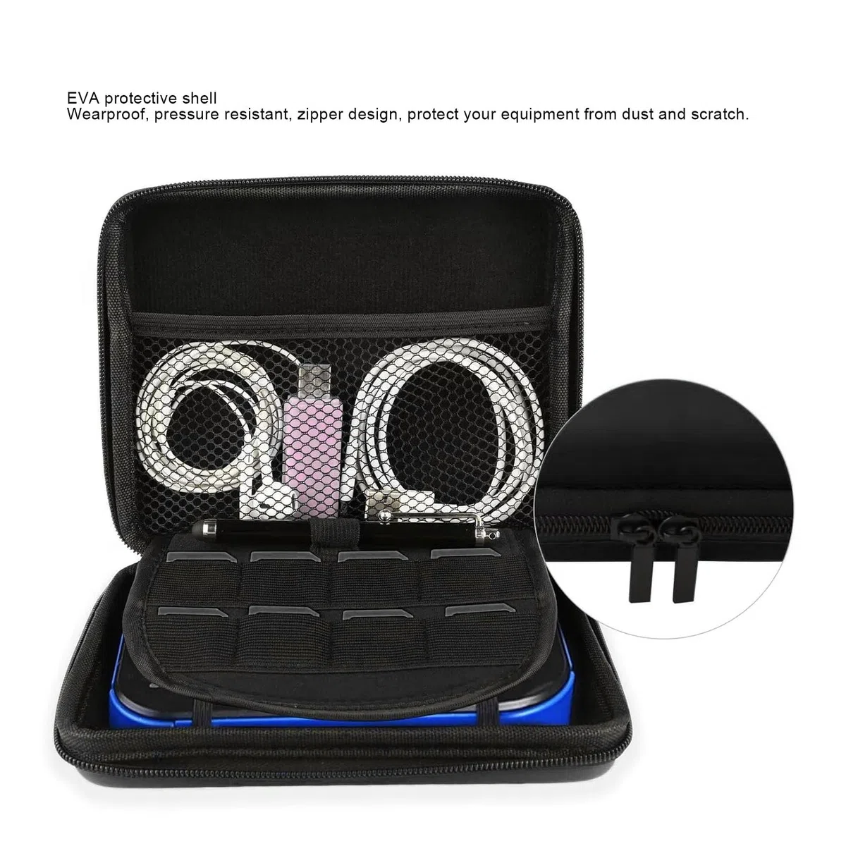 Custodia da Viaggio per Console per Carte da Gioco per Console 2DS e Altri Accessori, con 8 Supporti per Carte da Gioco (BLACK)