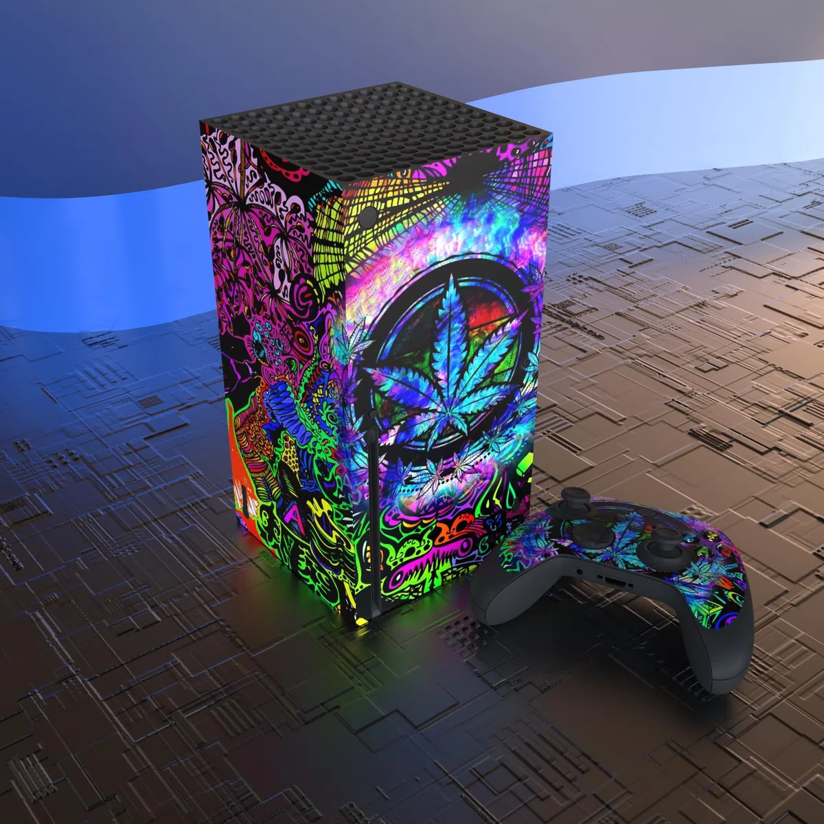 PlayVital Adesivo Skin per Xbox Series X Console&Controller Sticker Decal Cover Vinile per Xbox Series X-Foglie Colorate