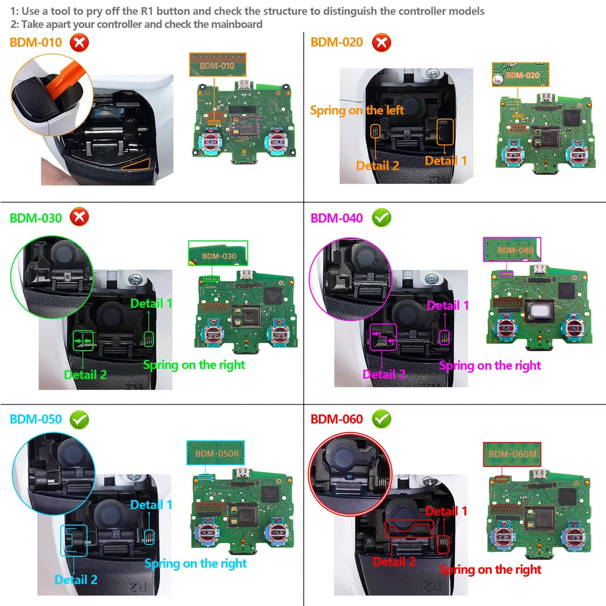 eXtremeRate Intero Clicky Kit V2 per ps5 Controller BDM-040/050/060,Micro Interruttore L2R2 Clicky Hair Trigger Kit&Tasti Frontali Grilletti L1R1 Tattili Mouse Click per ps5 Joystick,Versione Forte
