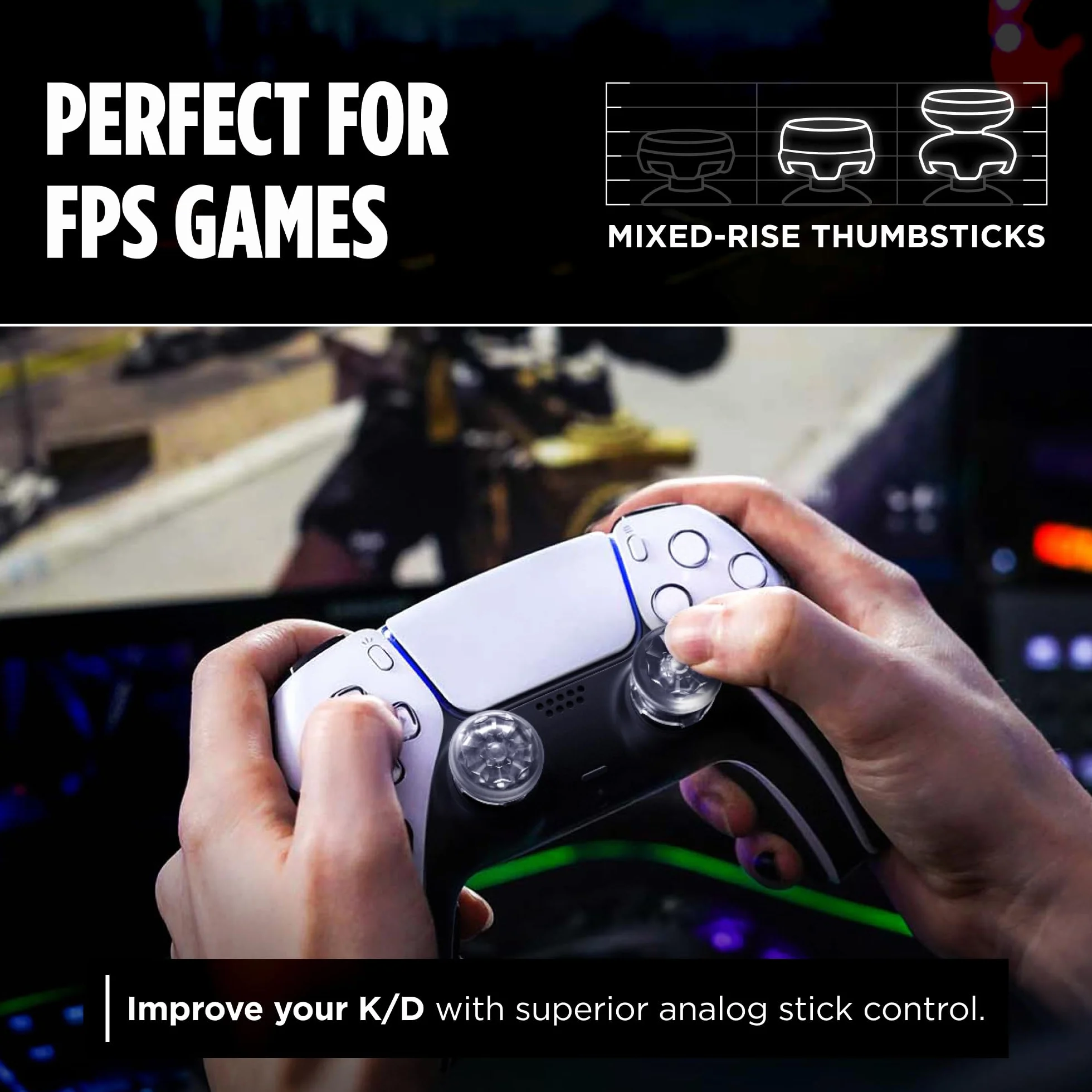 KontrolFreek FPS Freek Galaxy Crystal Gommini per Controller PS5 | Rialzi Analogici per PS5 & PS4 | Precisione & Aim Assist | Trasparente