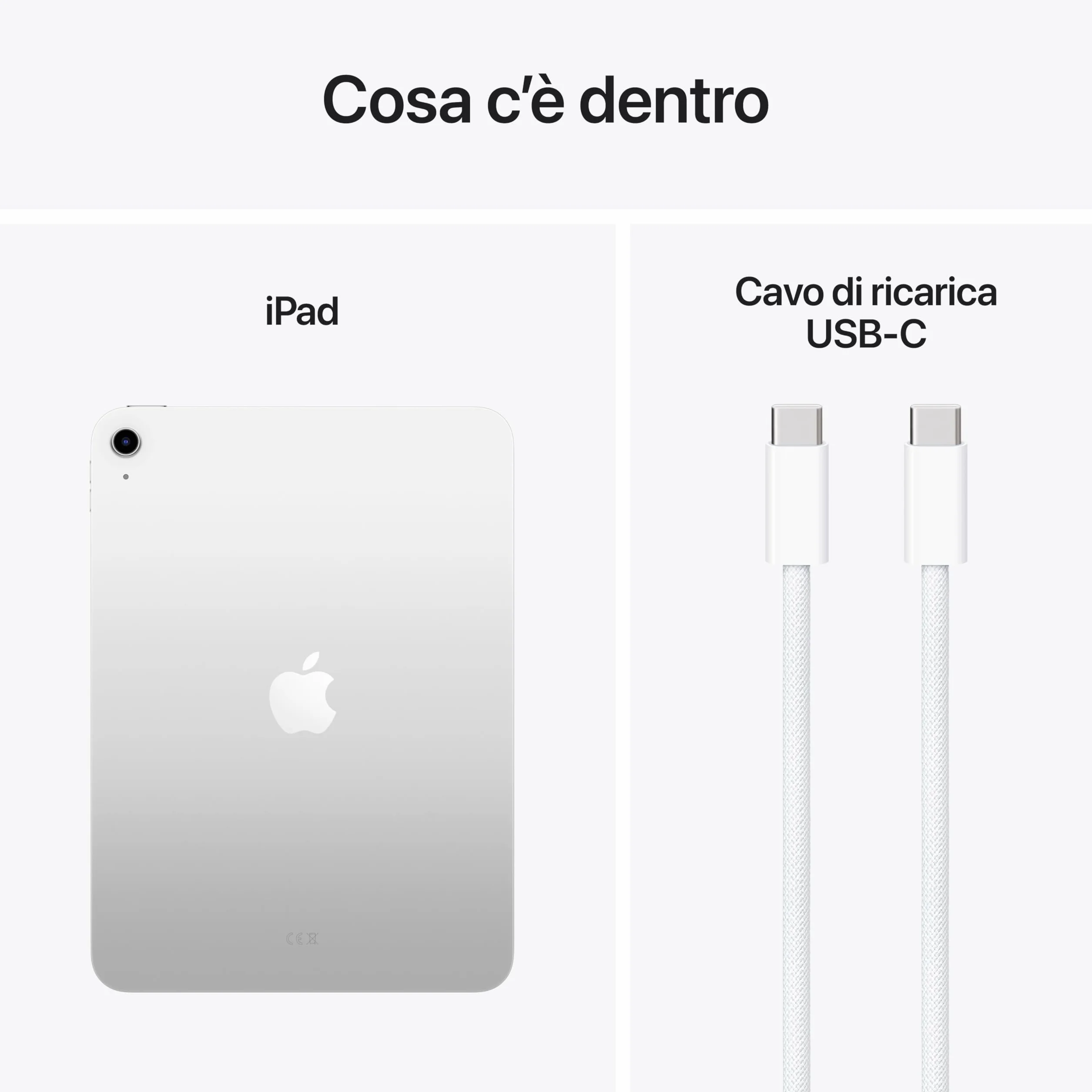 Apple iPad con chip A16: display Liquid Retina da 11'', 128 GB, Wi Fi 6, fotocamera frontale e posteriore da 12MP, Touch ID, autonomia di un giorno intero di batteria — Argento