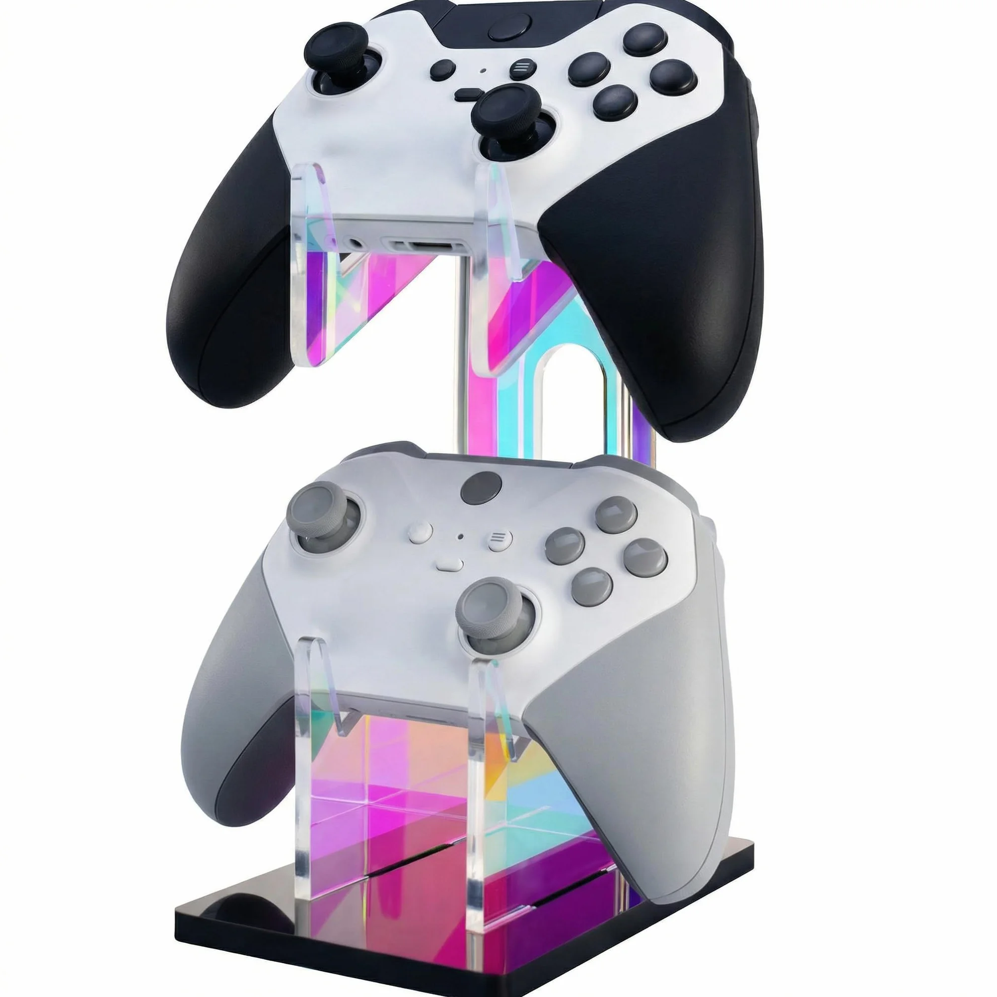 NiHome Supporto universale per controller di gioco a 2 livelli in acrilico iridescente per PS5 Xbox ONE Switch colorato supporto per controller accessori da gioco antiscivolo stabile acrilico