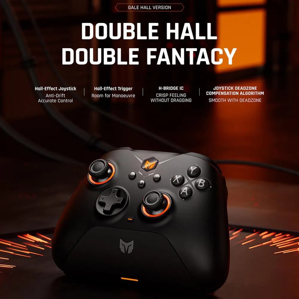BIGBIG WON Controller senza fili Gale Hall PC Controllers Motion Aiming, Hall Trigger, 4 pulsanti personalizzati, App Control Game Controller per PC/Switch/iOS/Android con Dock di ricarica (nero)
