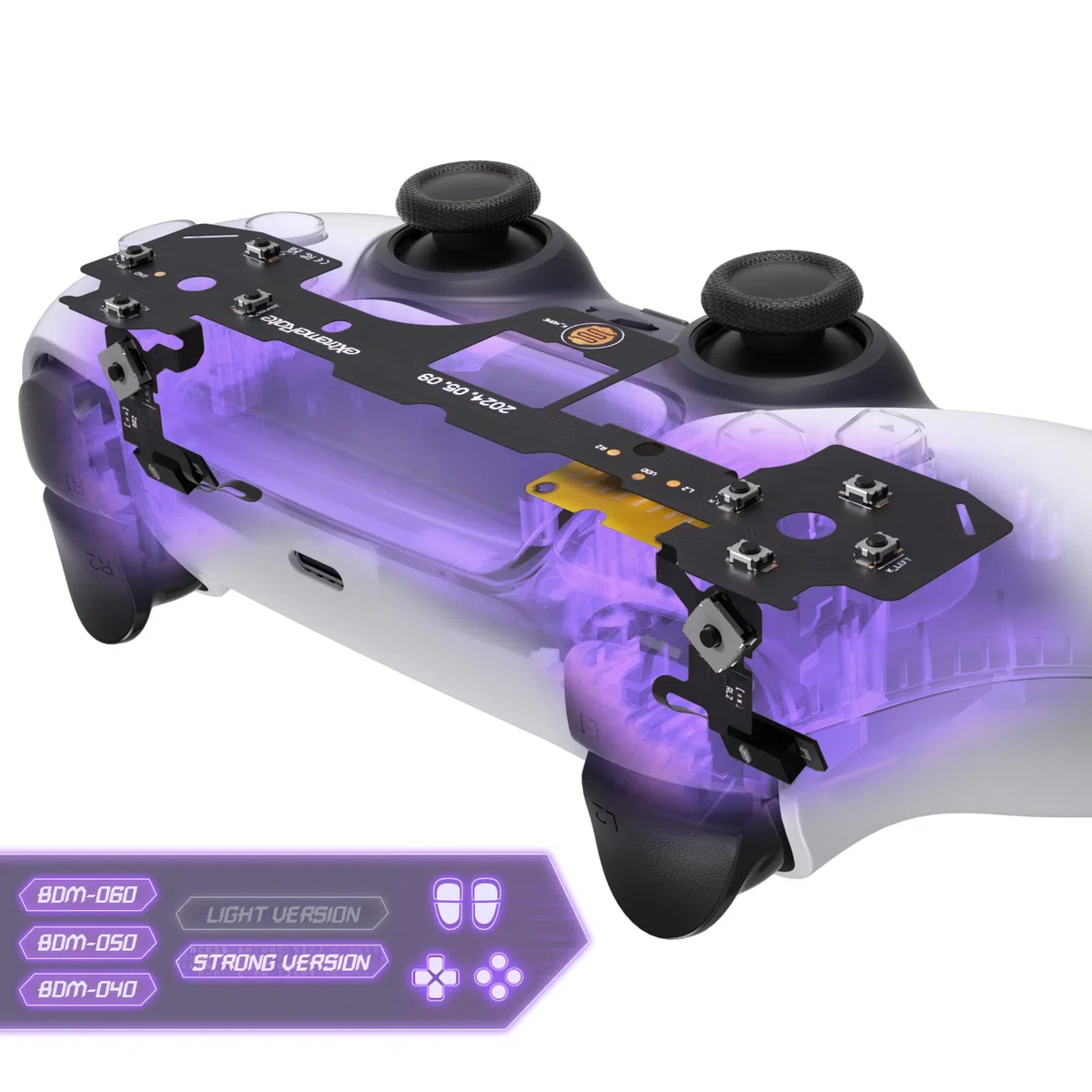 eXtremeRate Intero Clicky Kit V2 per ps5 Controller BDM-040/050/060,Micro Interruttore L2R2 Clicky Hair Trigger Kit&Tasti Frontali Grilletti L1R1 Tattili Mouse Click per ps5 Joystick,Versione Forte
