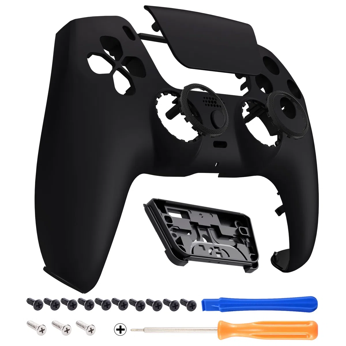 eXtremeRate Luna Cover Touchpad Ricambio per ps5 Controller,Copertura Frontale Custodia Scocca Shell Ridisegnato Anelli Compatibile con ps5 Joystick BDM 010/020/030/040/050-Nero