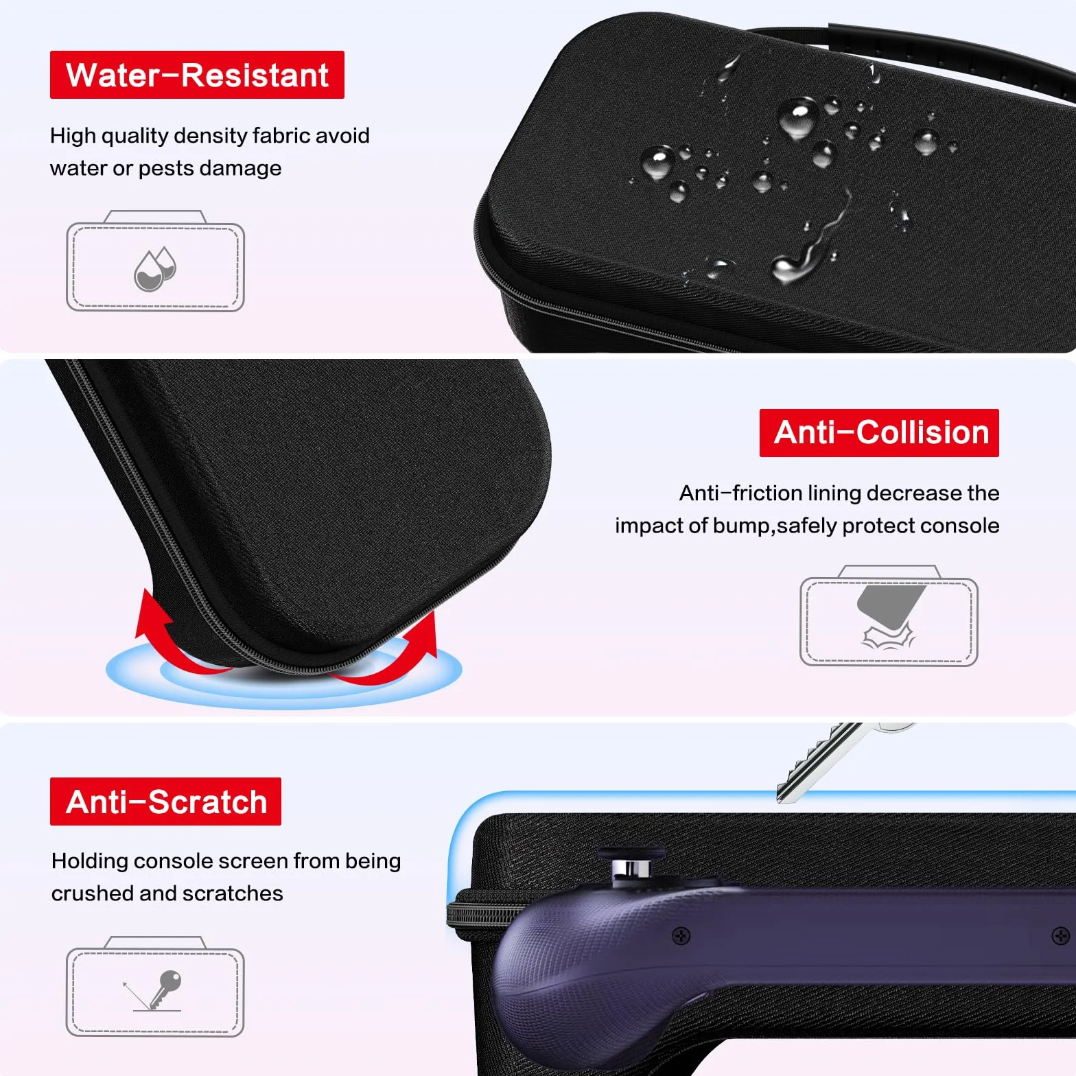 iVoler Custodia Protettiva per ASUS ROG Xbox Ally / ROG Xbox Ally X (7 Pollici), Borsa da Trasporto Antiurto con Scomparto Interno per Caricabatterie e 8 Slot Micro SD - Nero