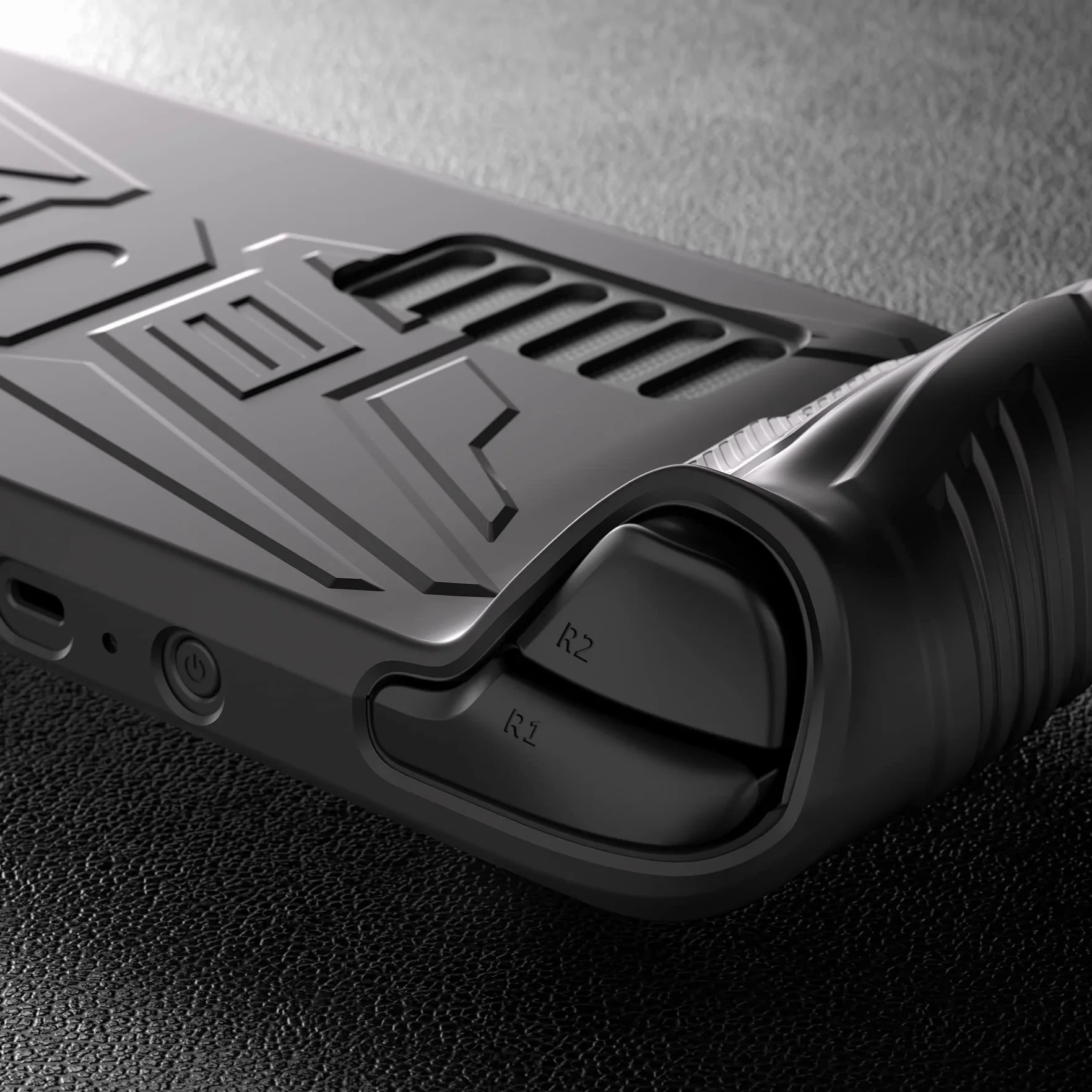 PlayVital Cover Protettiva per Steam Deck LCD,Custodia Skin Silicone Case Morbida per Steam Deck LCD Console con Tasti Posteriori&Copri Analogici,Armor Series-Nero